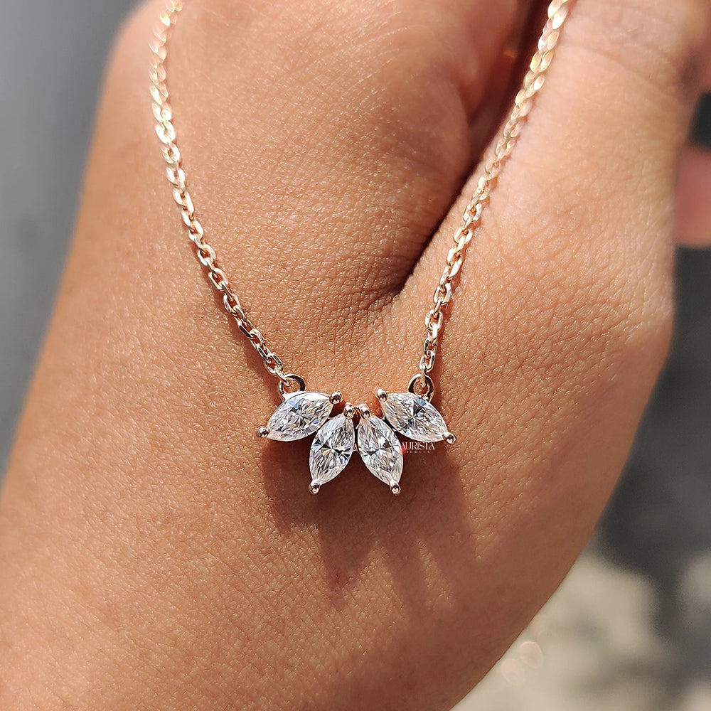 Radiant Glow Marquise Diamond Pendant in Rose Gold