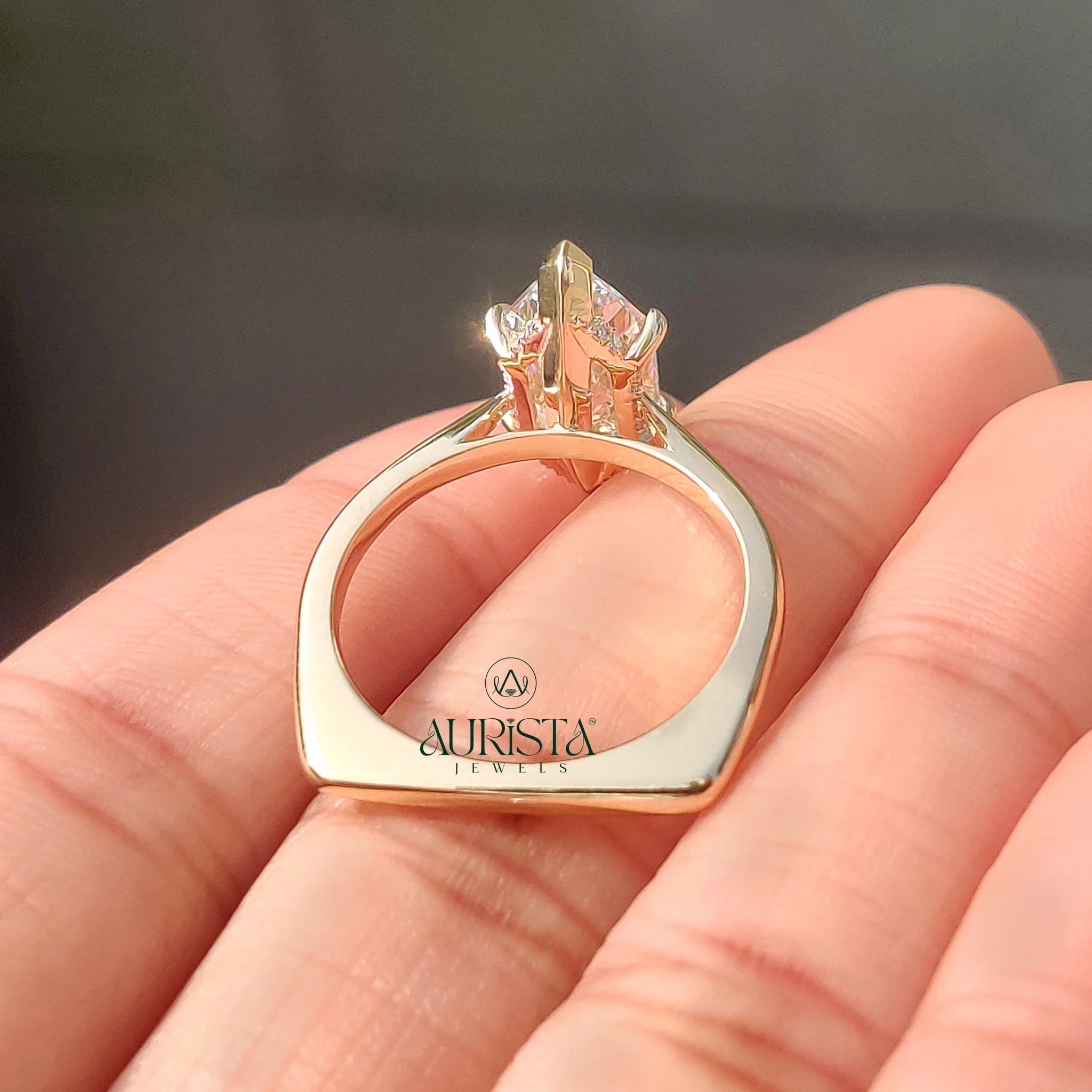 Lunavelle Marquise Cut Hidden Halo Solitaire Ring