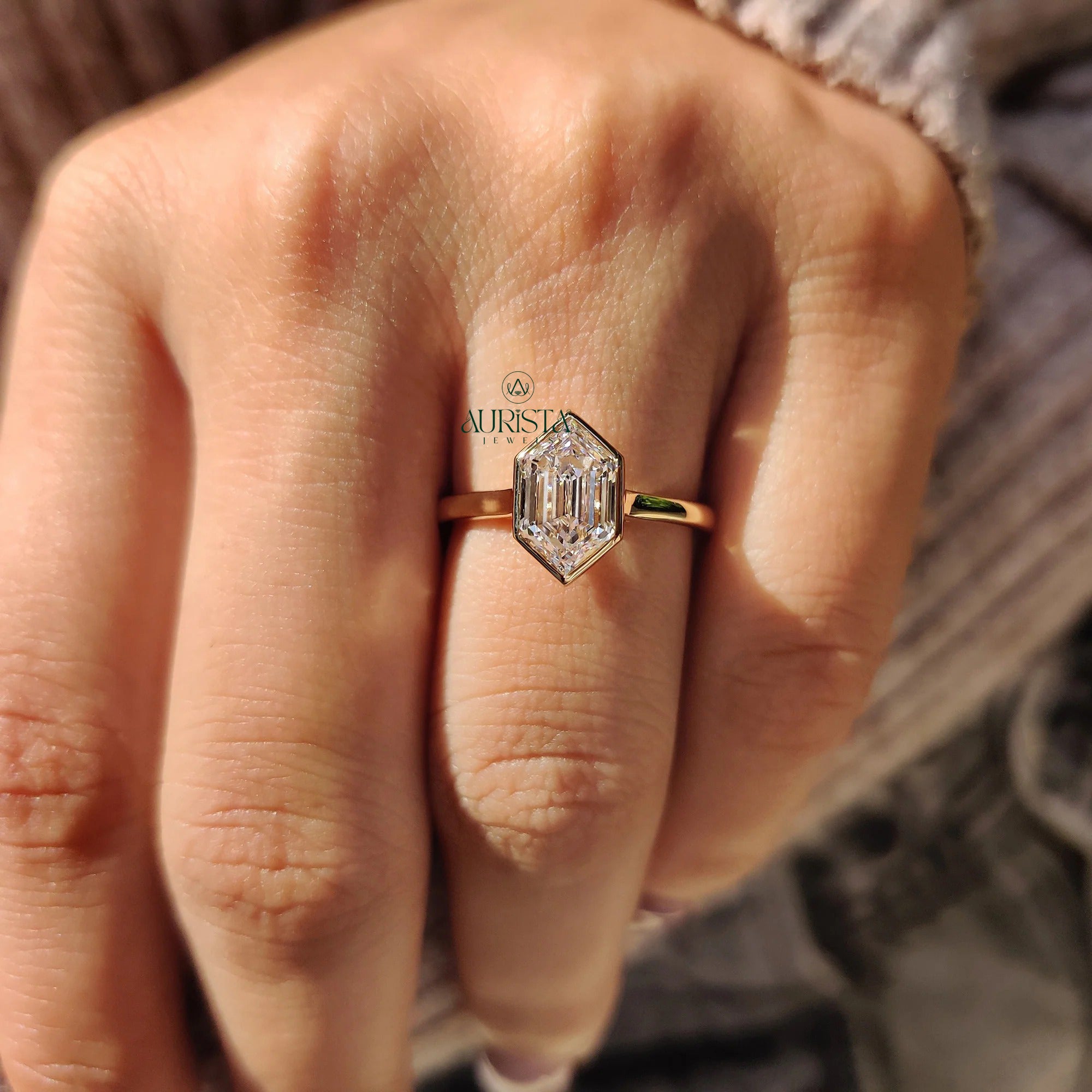 Modern Love Hexagon Solitaire Ring