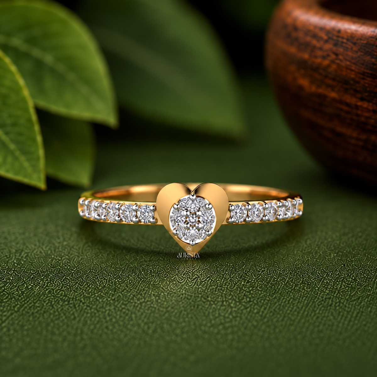 Heart Cluster Accent Ring Moissanite in Diamond Fine Jewelry