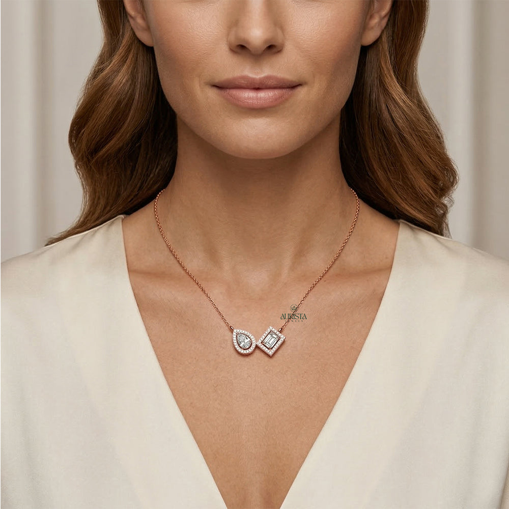 Pure Shine Round Brilliant Diamond Necklace in Gold