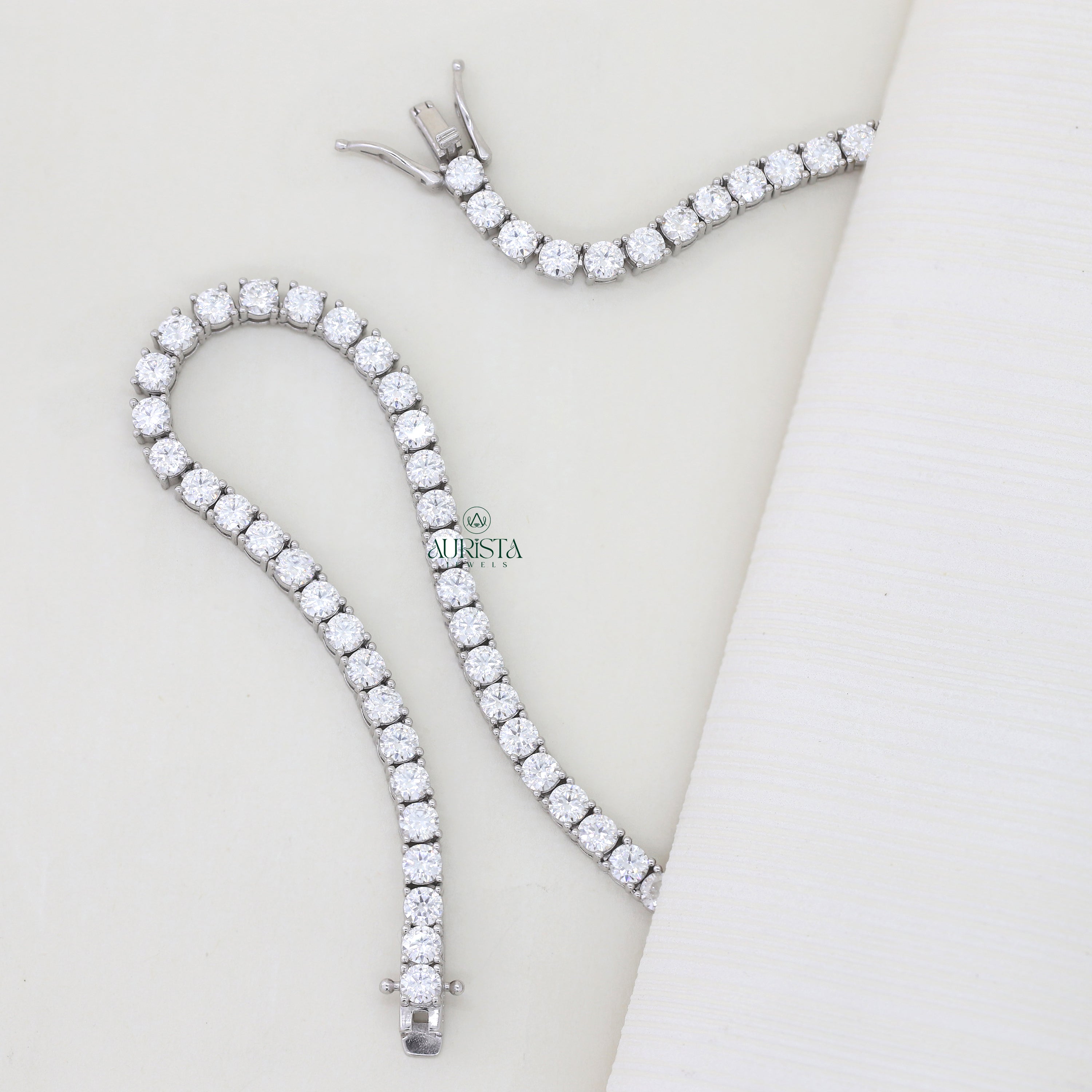 Whispers of Light – Moissanite Tennish Necklace with Round Diamonds