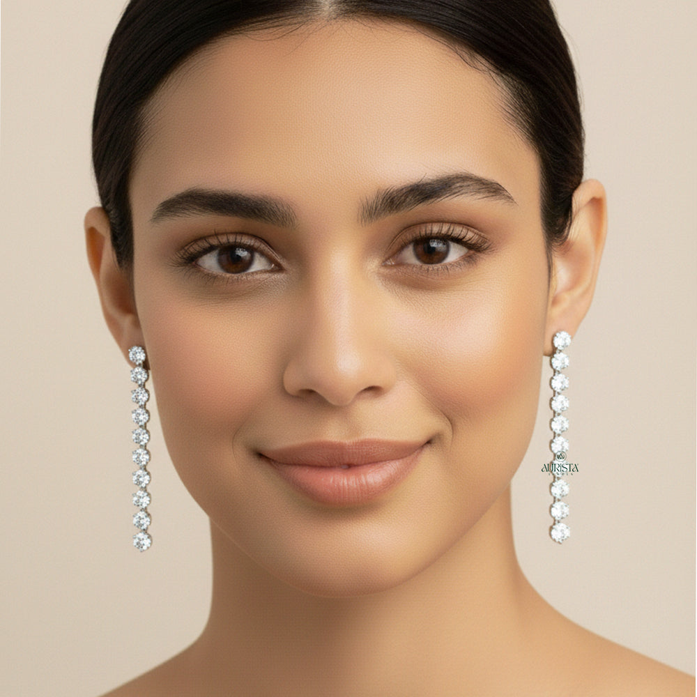 Radiant Charm – White Gold Earrings