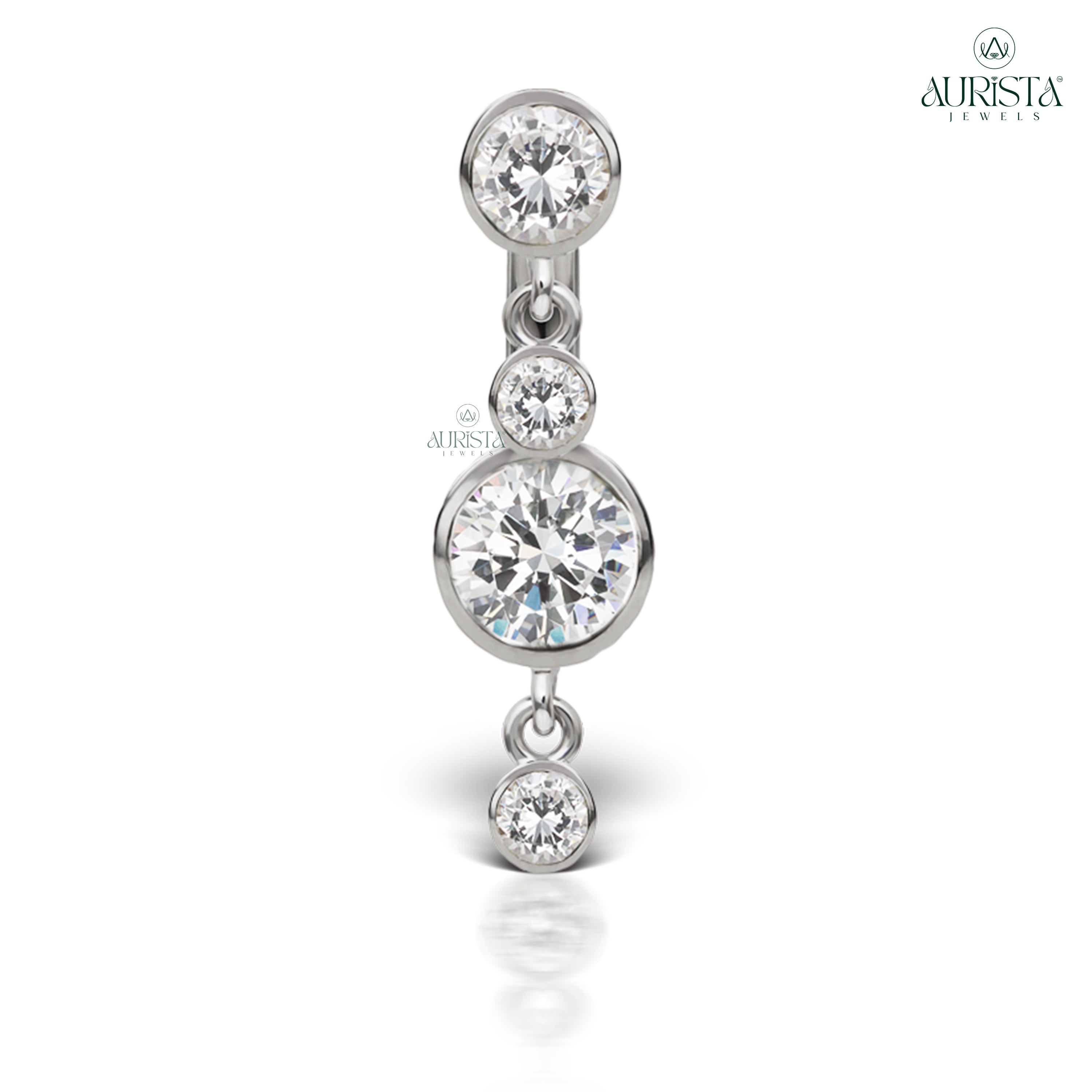 Timeless Romance Rose Gold Round Diamond Belly Button Ring