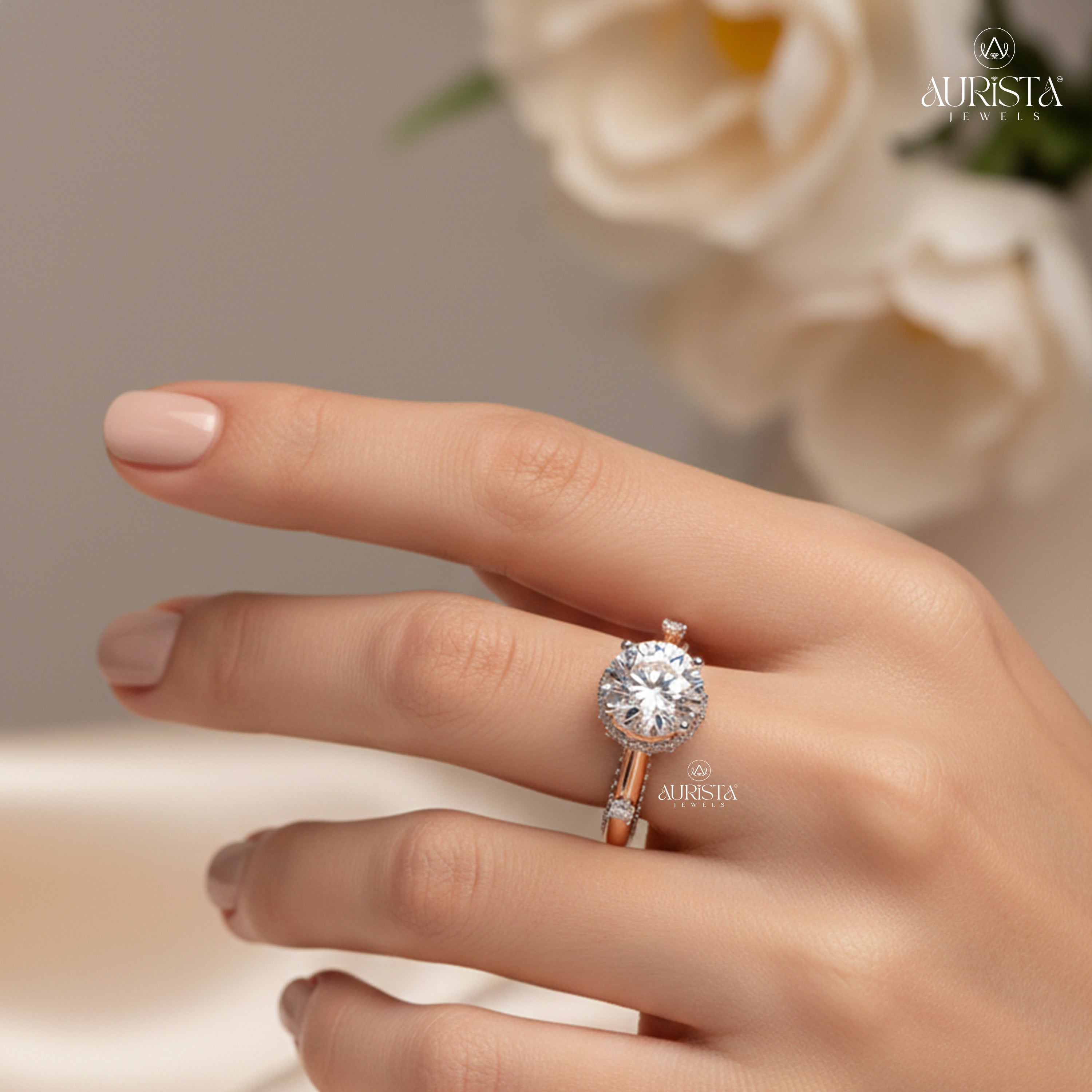 Bond of Light – Rose Gold Ring with Round Diamond