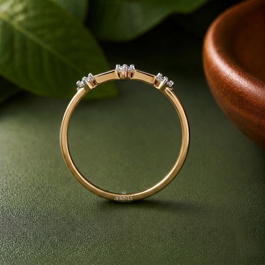 Lab Grown Diamond Gold Trillion Ring Modern Geometric Statement Band Stackable