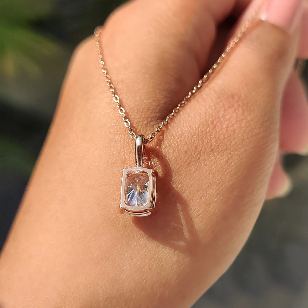 Classic Spark Cushion Diamond Pendant in Rose Gold