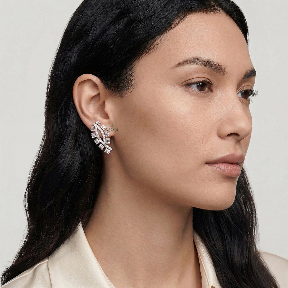 Dazzling Grace – White Diamond Earrings