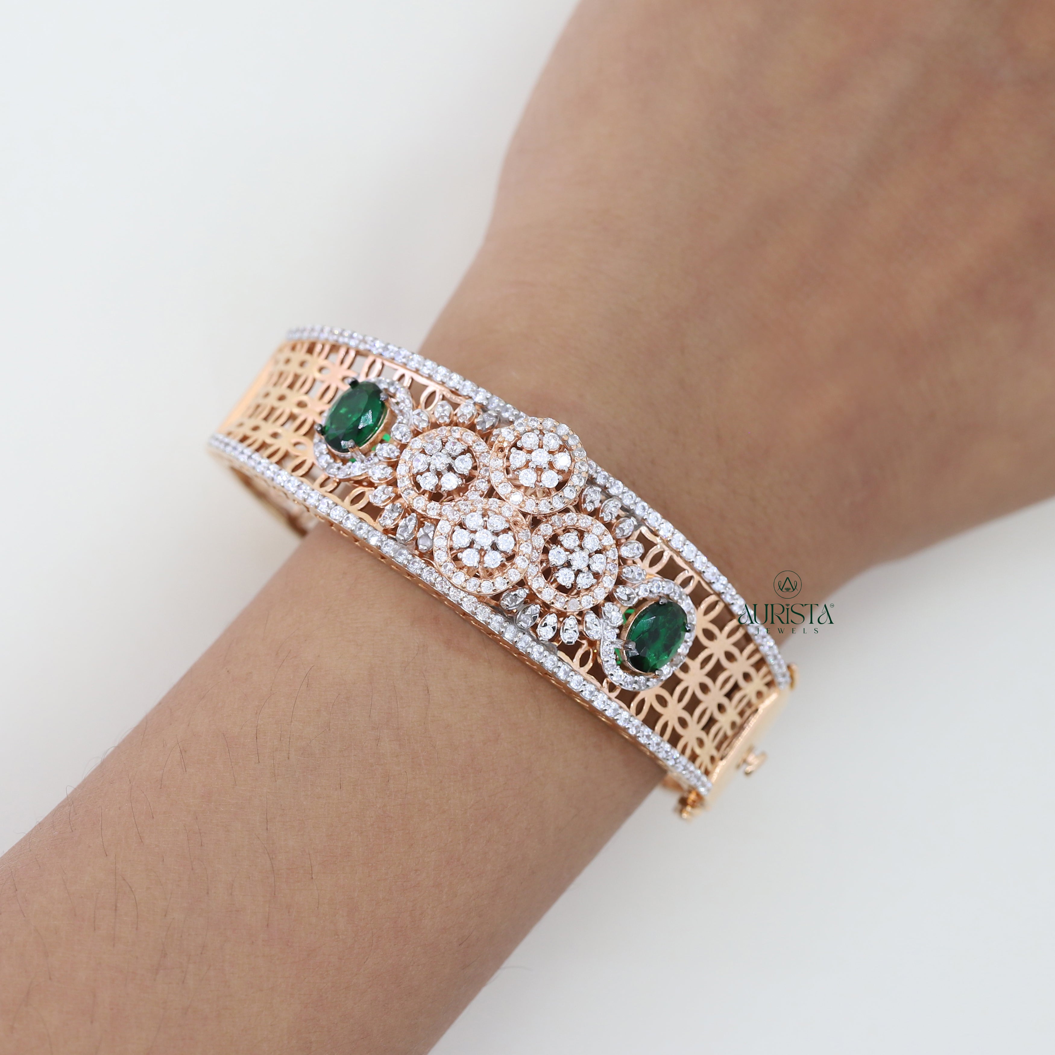Moissanite Diamond Bracelet with Green stones