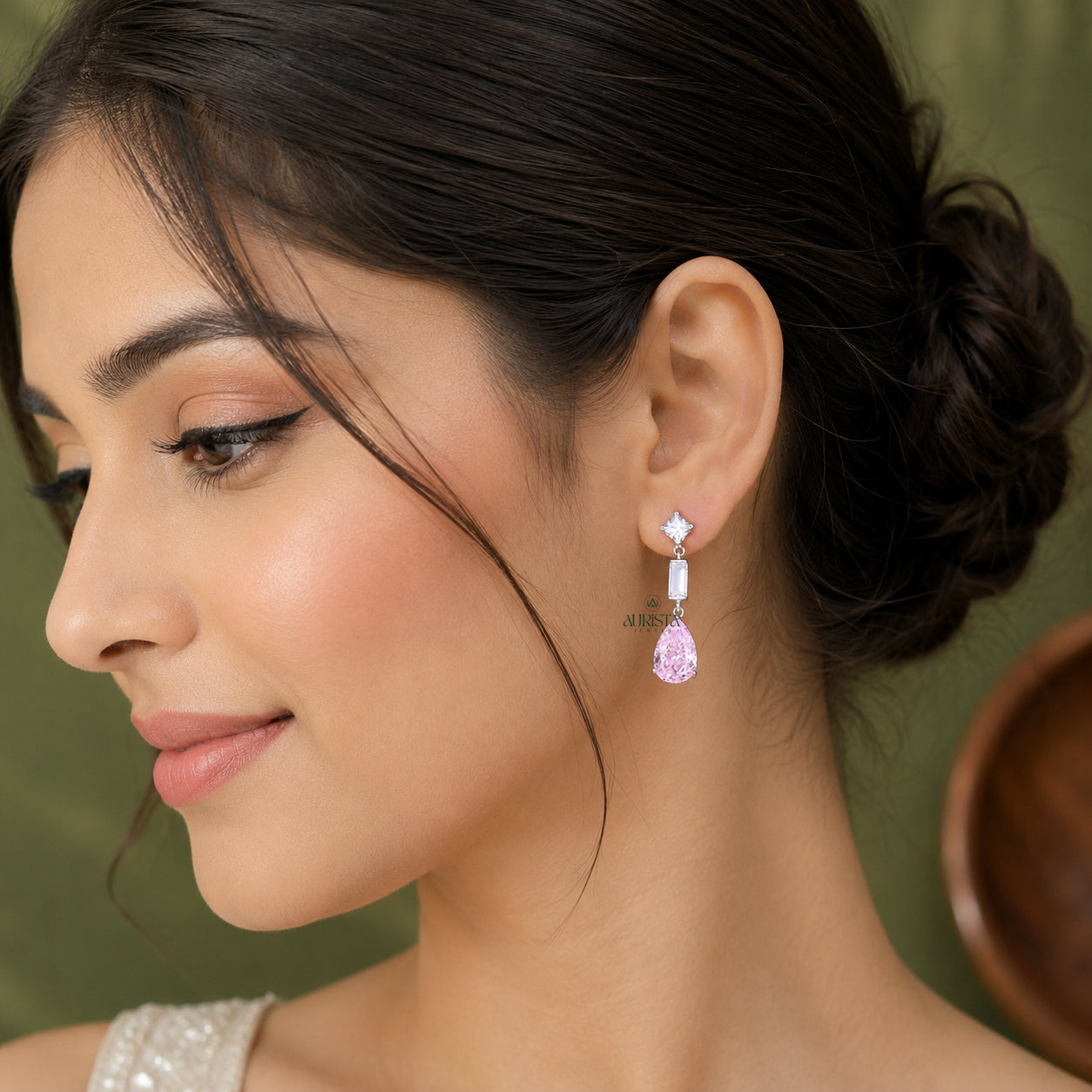 Pink Pear Cut Dangle Earrings Moissanite Modern Luxury Bridal Jewelry