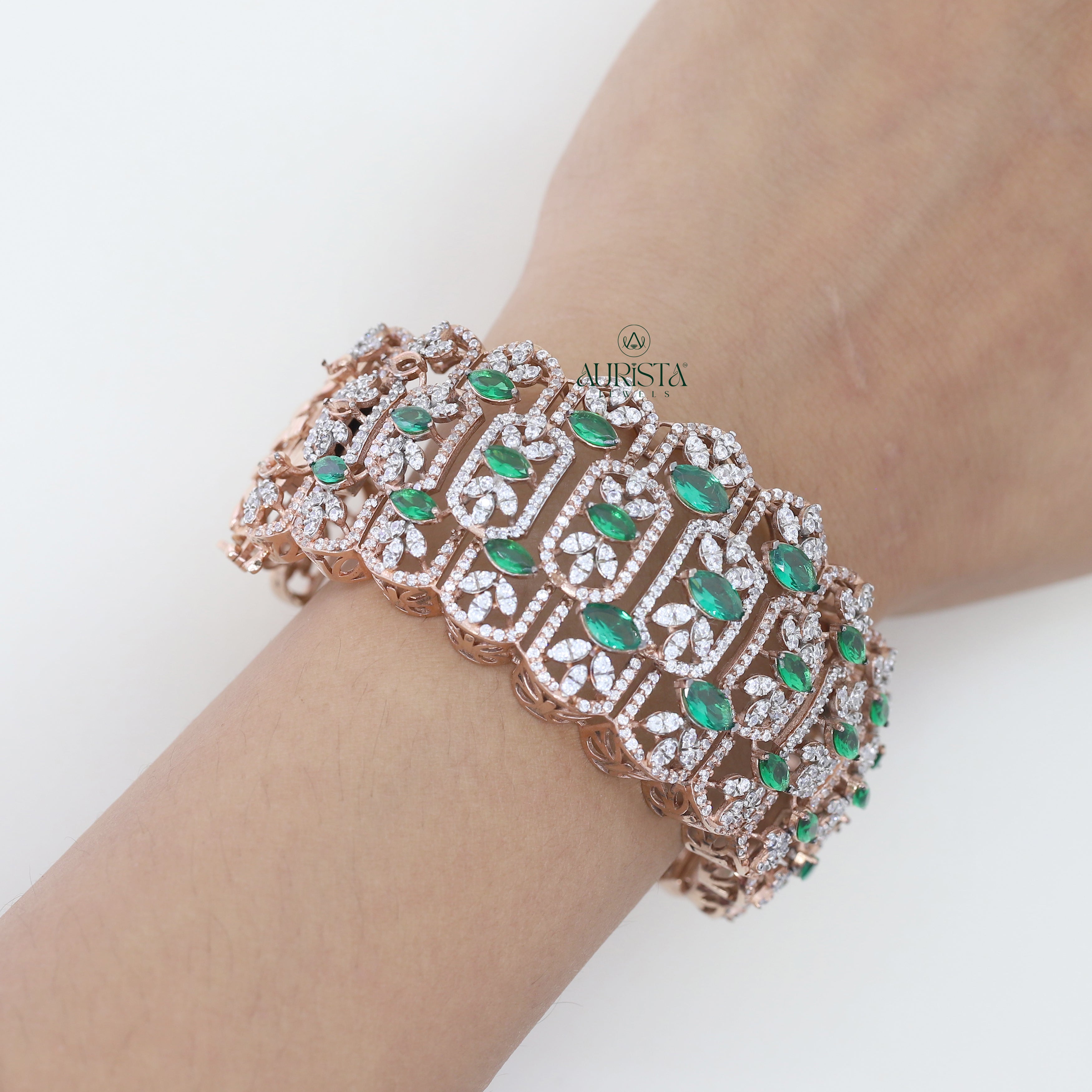 Moissanite Statement Bracelet Marquise Cut Luxury Cuff Bridal Jewelry