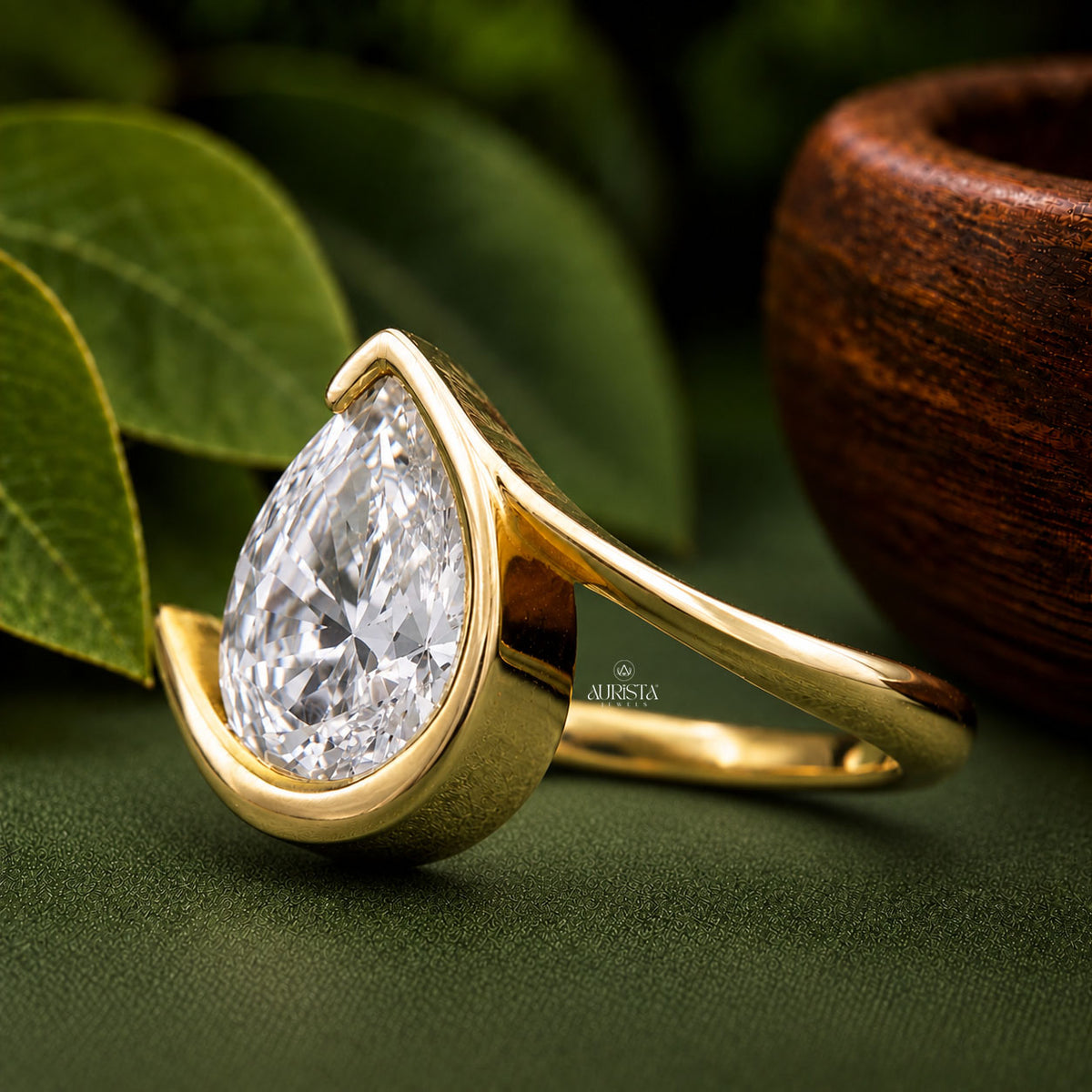 Pear Cut Lab Grown Diamond Bypass Ring,1.00 Carats Diamond,Solitaire Ring,Bridal Jewelry