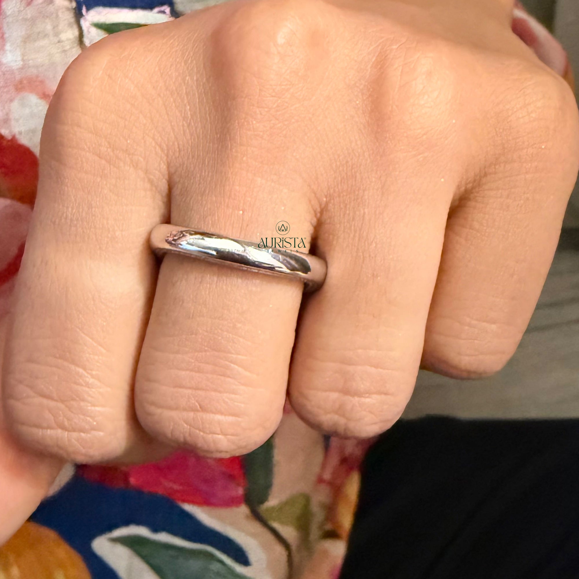 Stacking Ring Double Row Pave Band Minimalist Round Moissanite Wedding Stacker