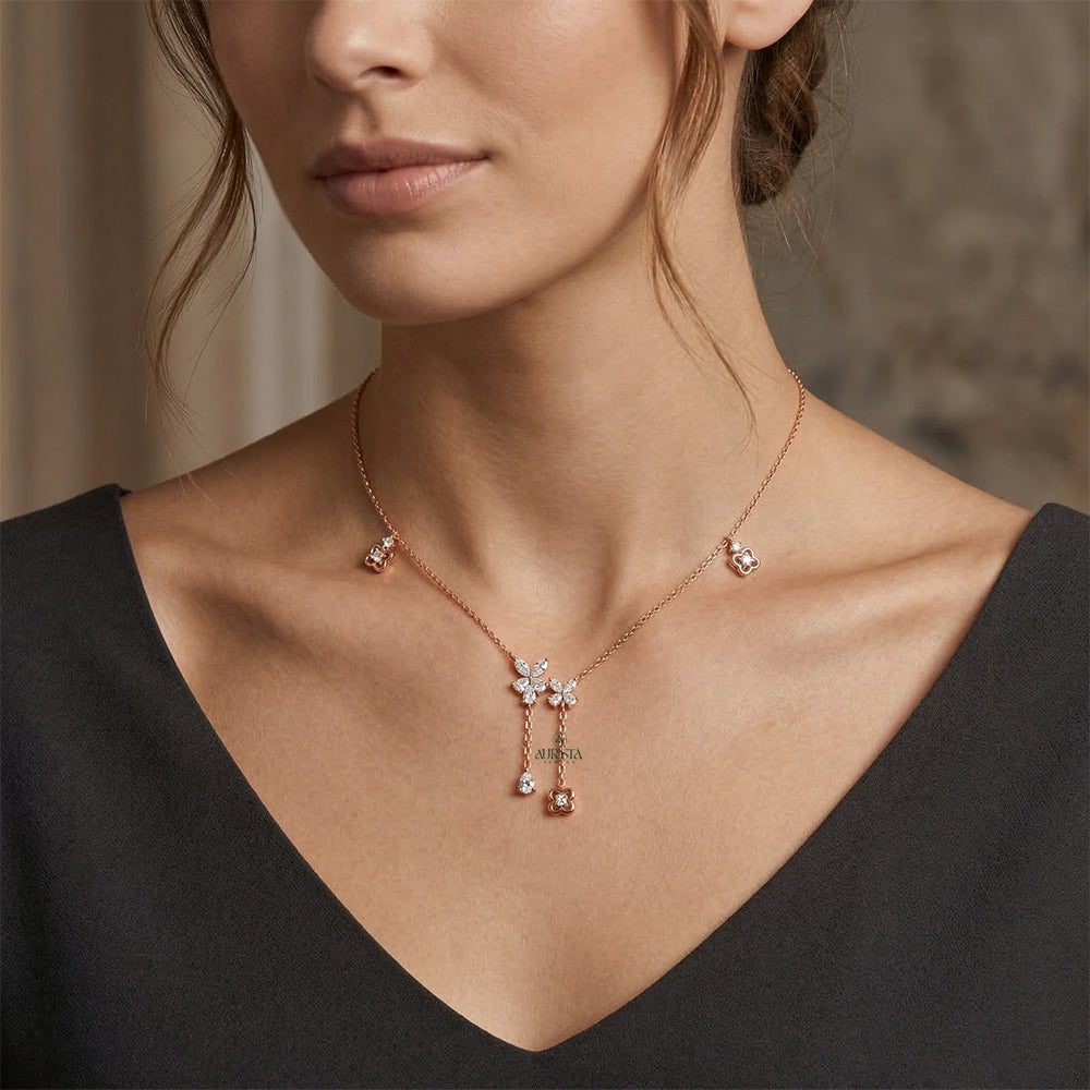 Golden Floral Diamond Necklace