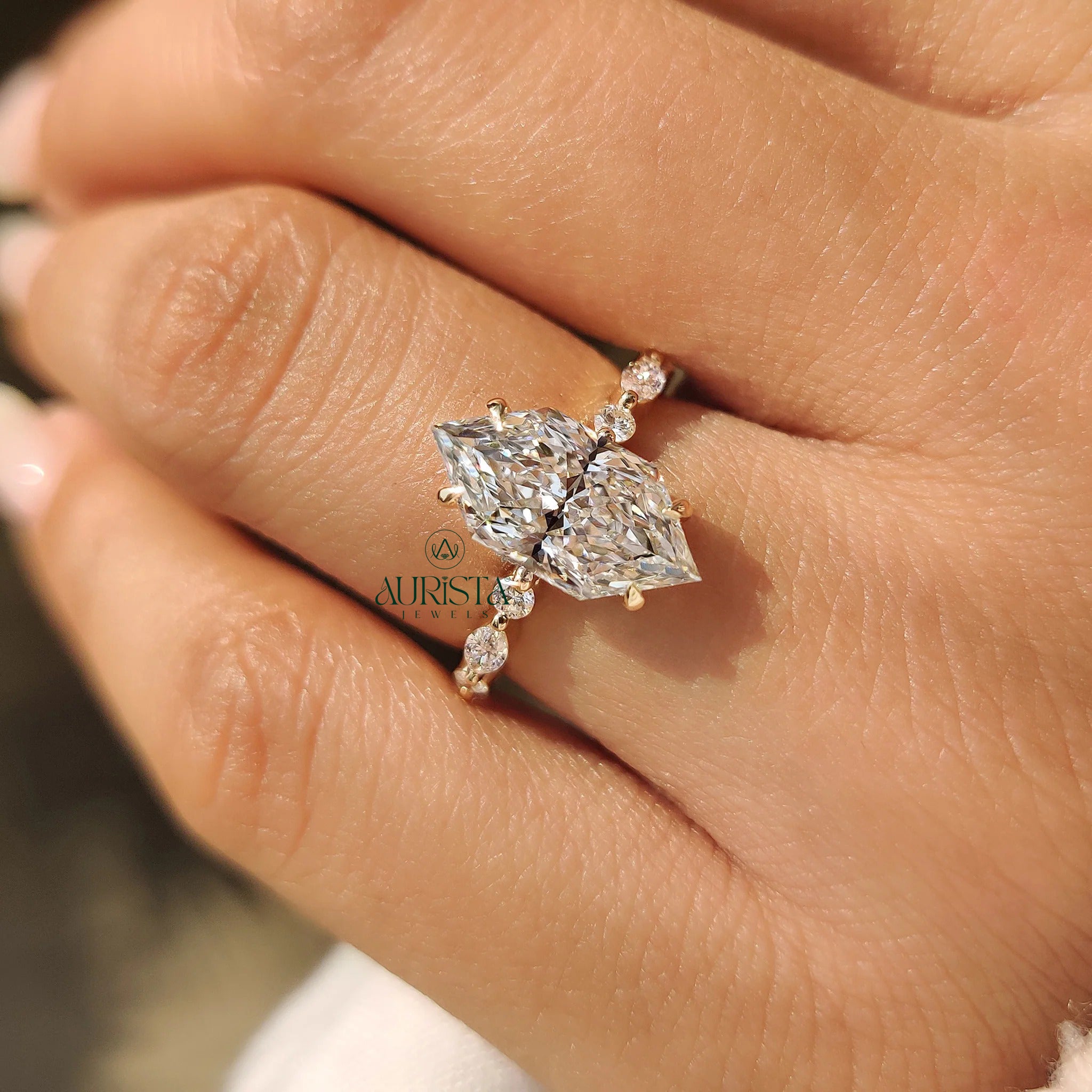 Elegant Marquise Cut Pave Diamond Ring with Timeless Luxury Sparkle
