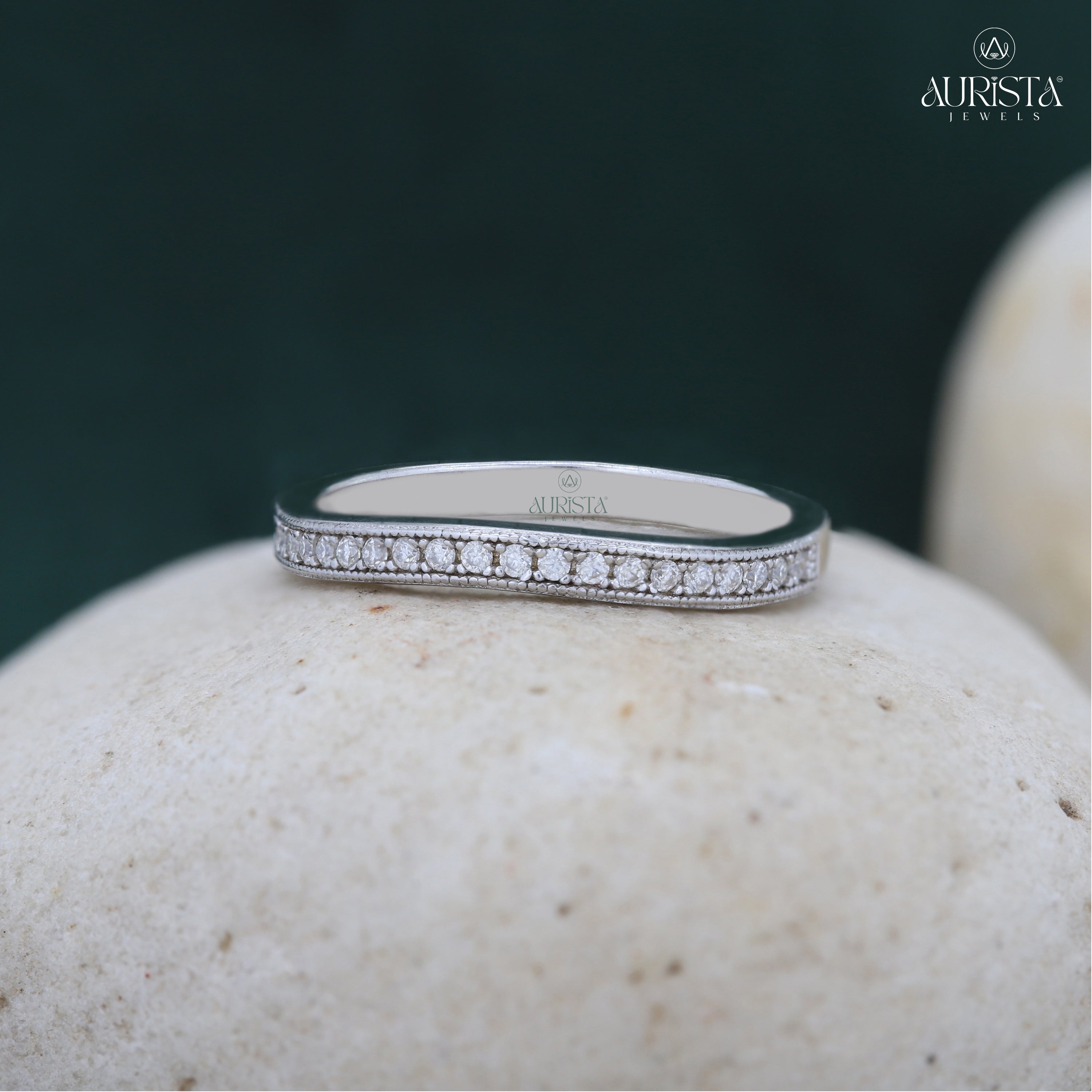 Eternal Touch – Custom Round White Diamond Ring With Band