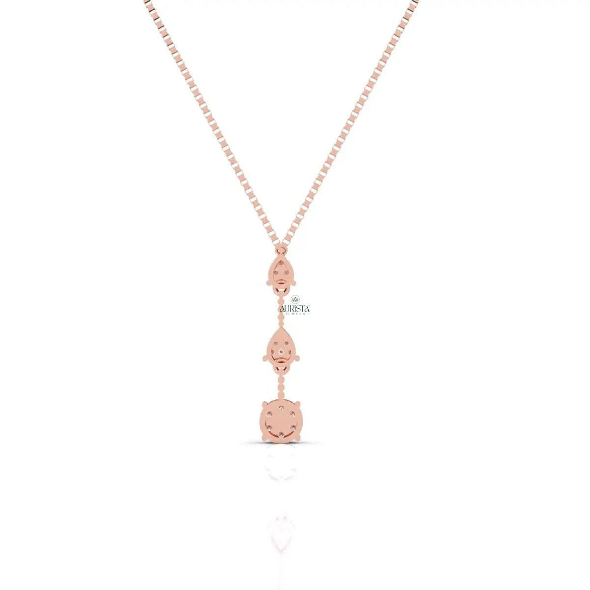 Gold Pendant Necklace Lab Grown Diamond Floral Drop Minimalist Y Necklace Jewelry