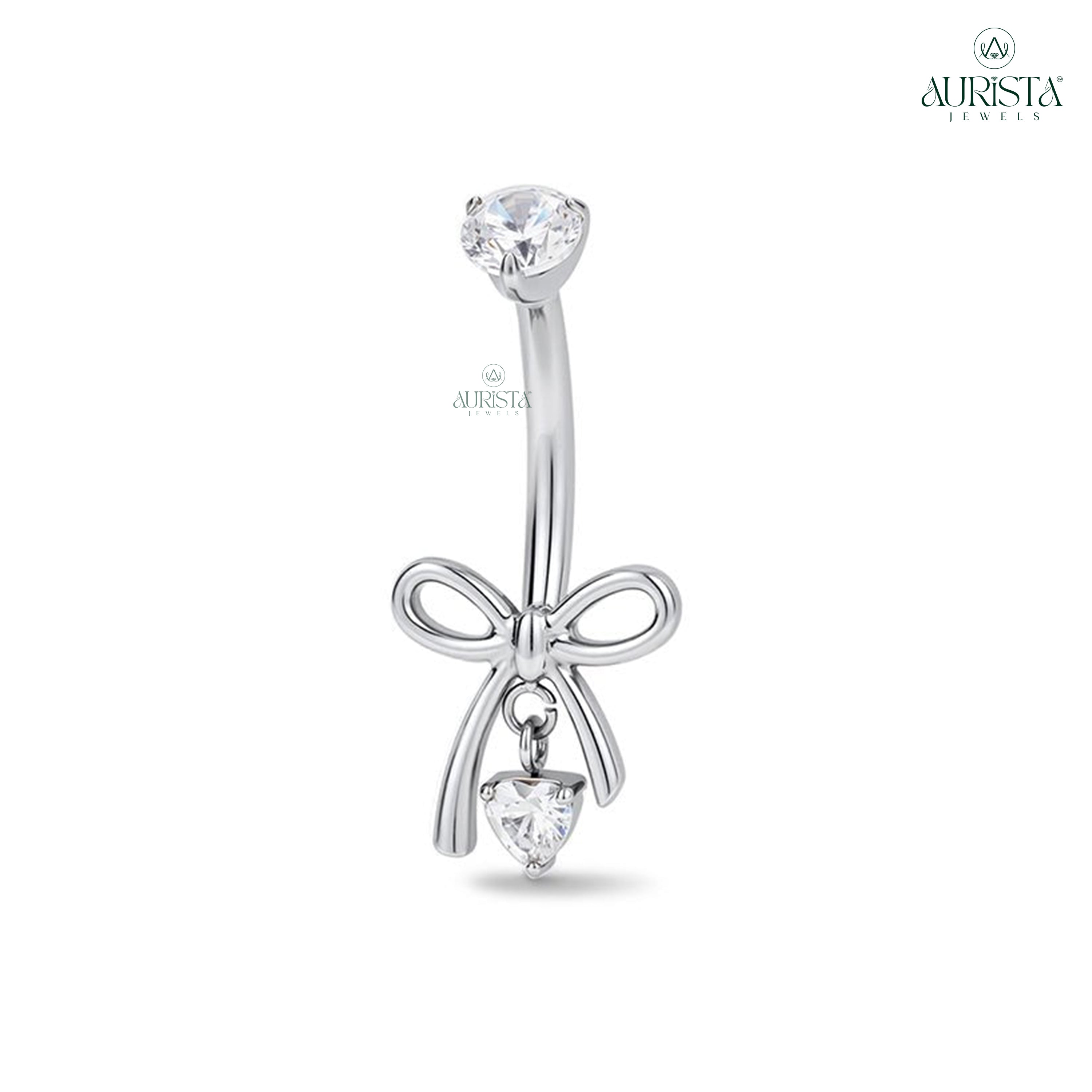 Pure Devotion Rose Gold Belly Button Ring with Round Diamond