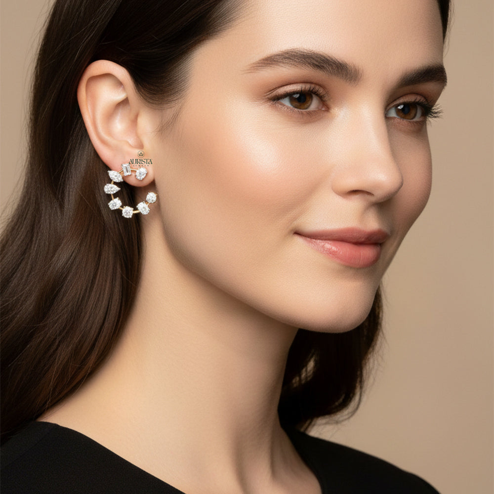 Eternal Shine – Gold Diamond Earrings
