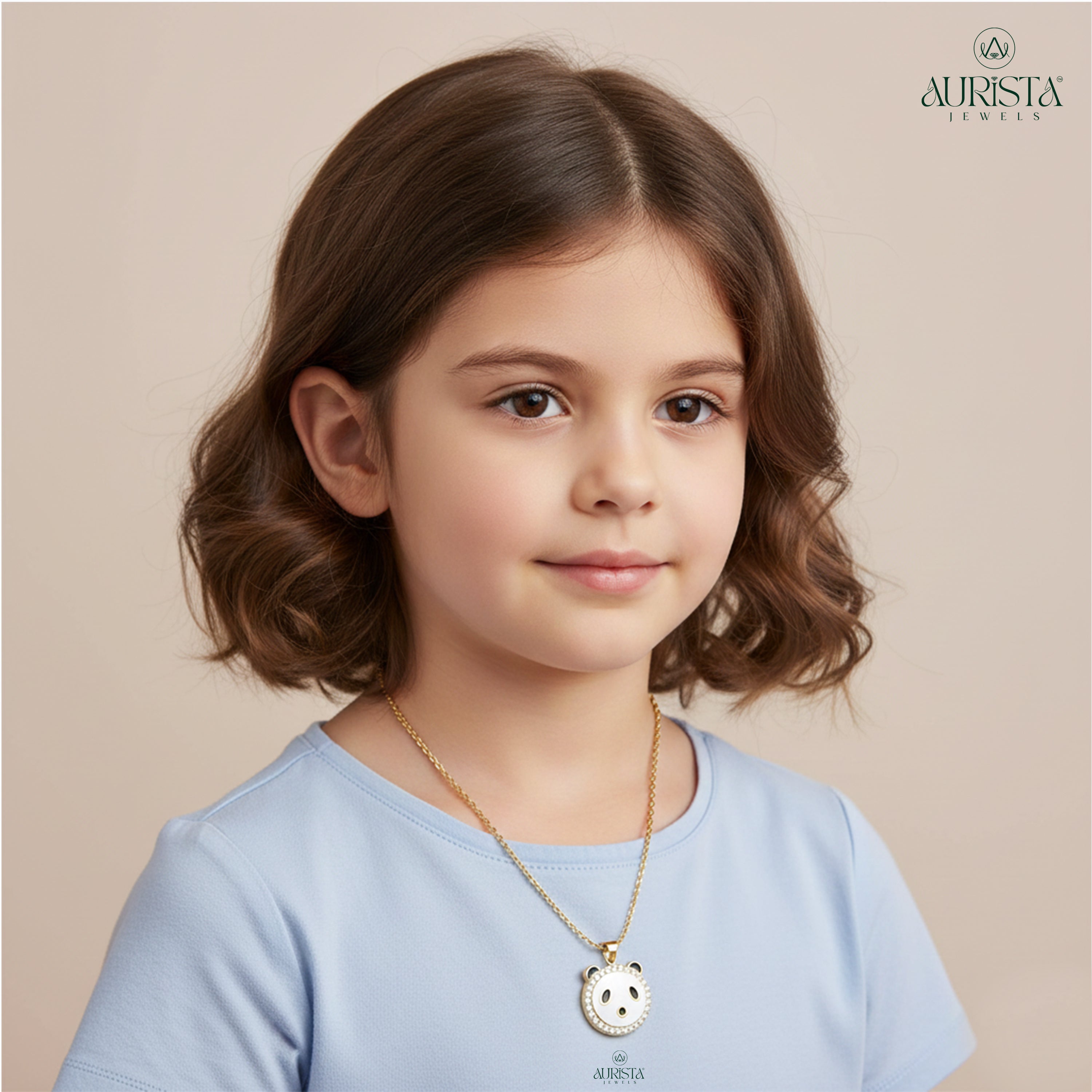 Cute Panda Lab Grown Diamond Pendant Necklace with Enamel Accents