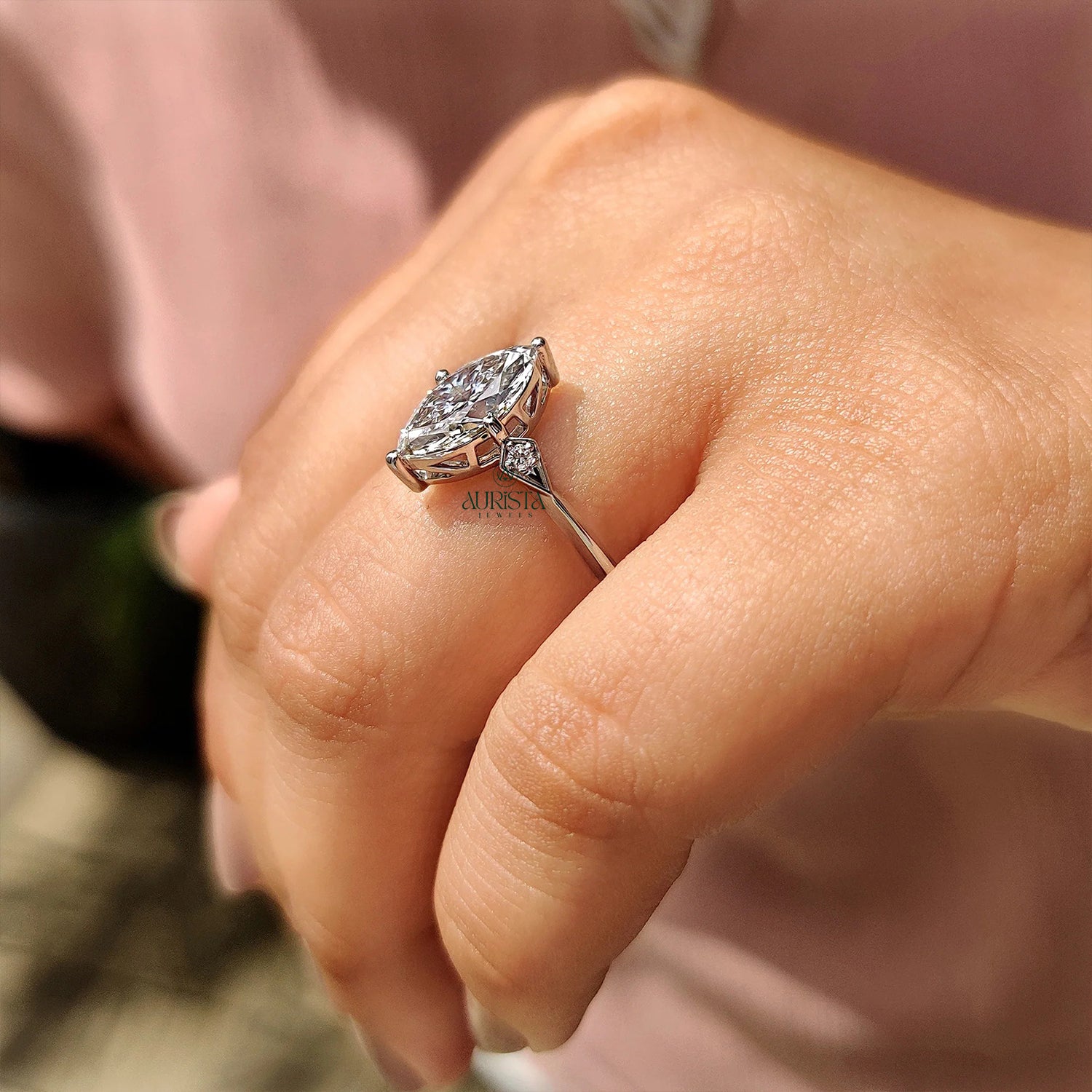 Celestique Marquise Cut Diamond Three Stone Ring