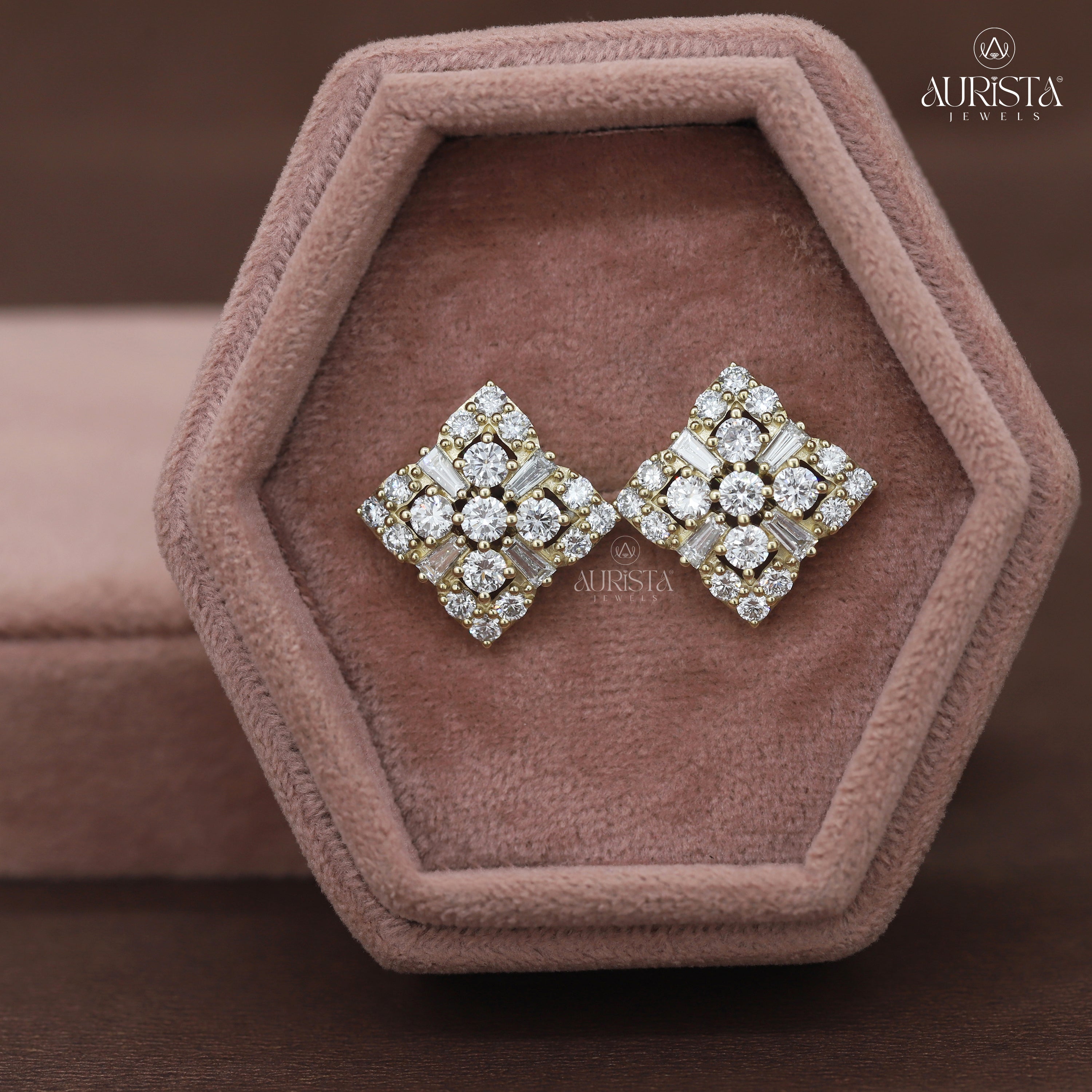 Timeless Vows – Yellow Gold Diamond Earrings