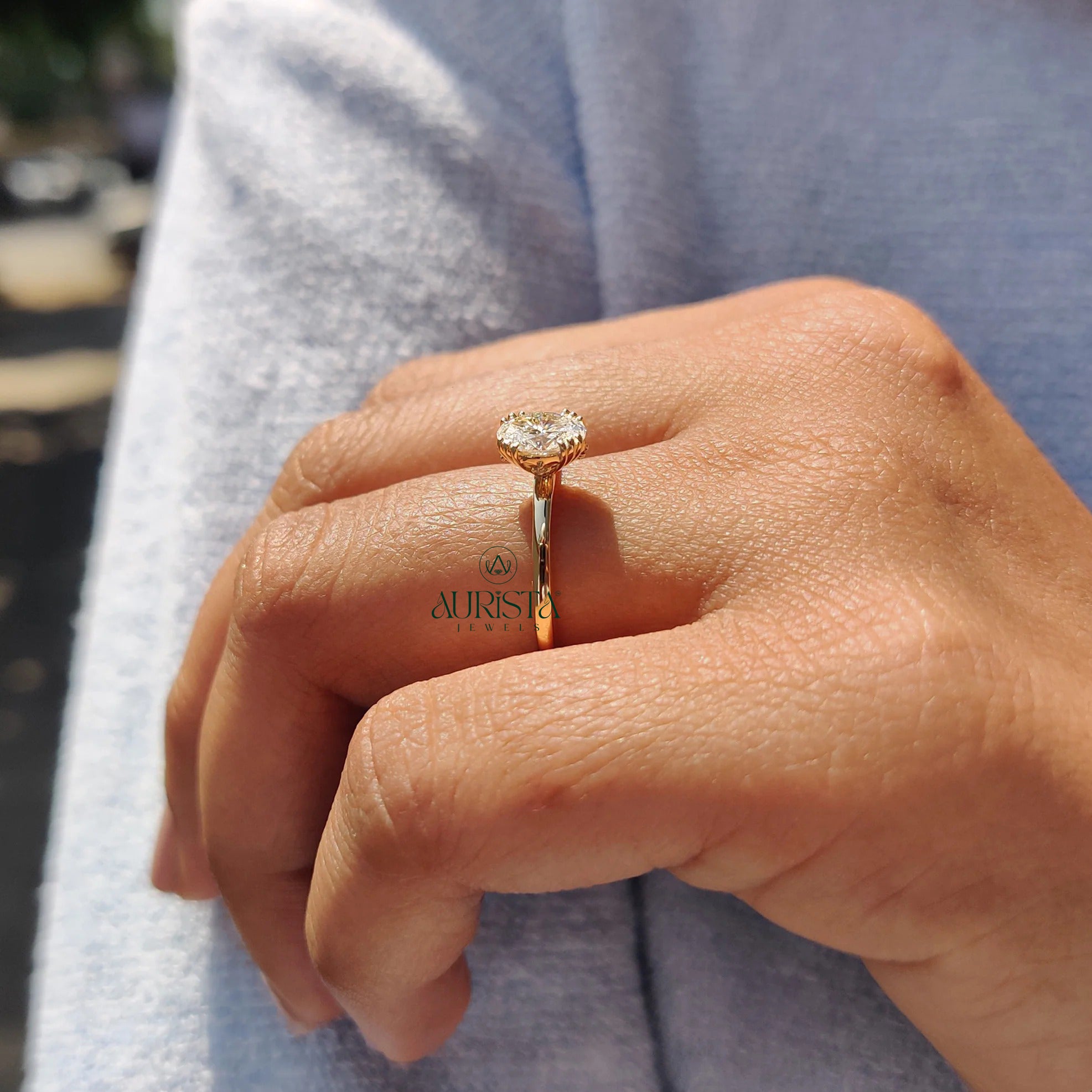 The Empress Oval Solitaire And Multi Prong Gold Ring