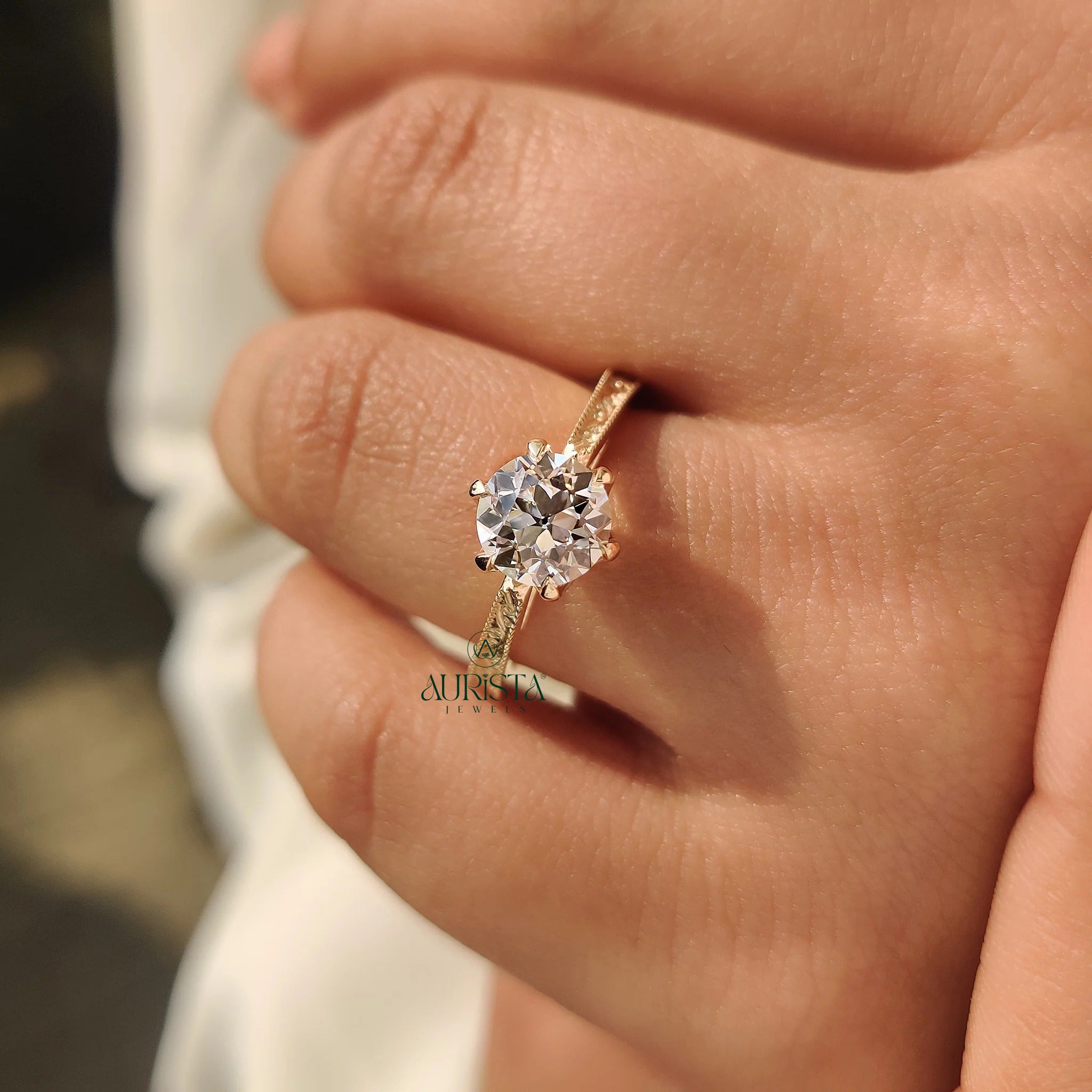 Classic European Cut Round Brilliant ring  Solitaire Diamond