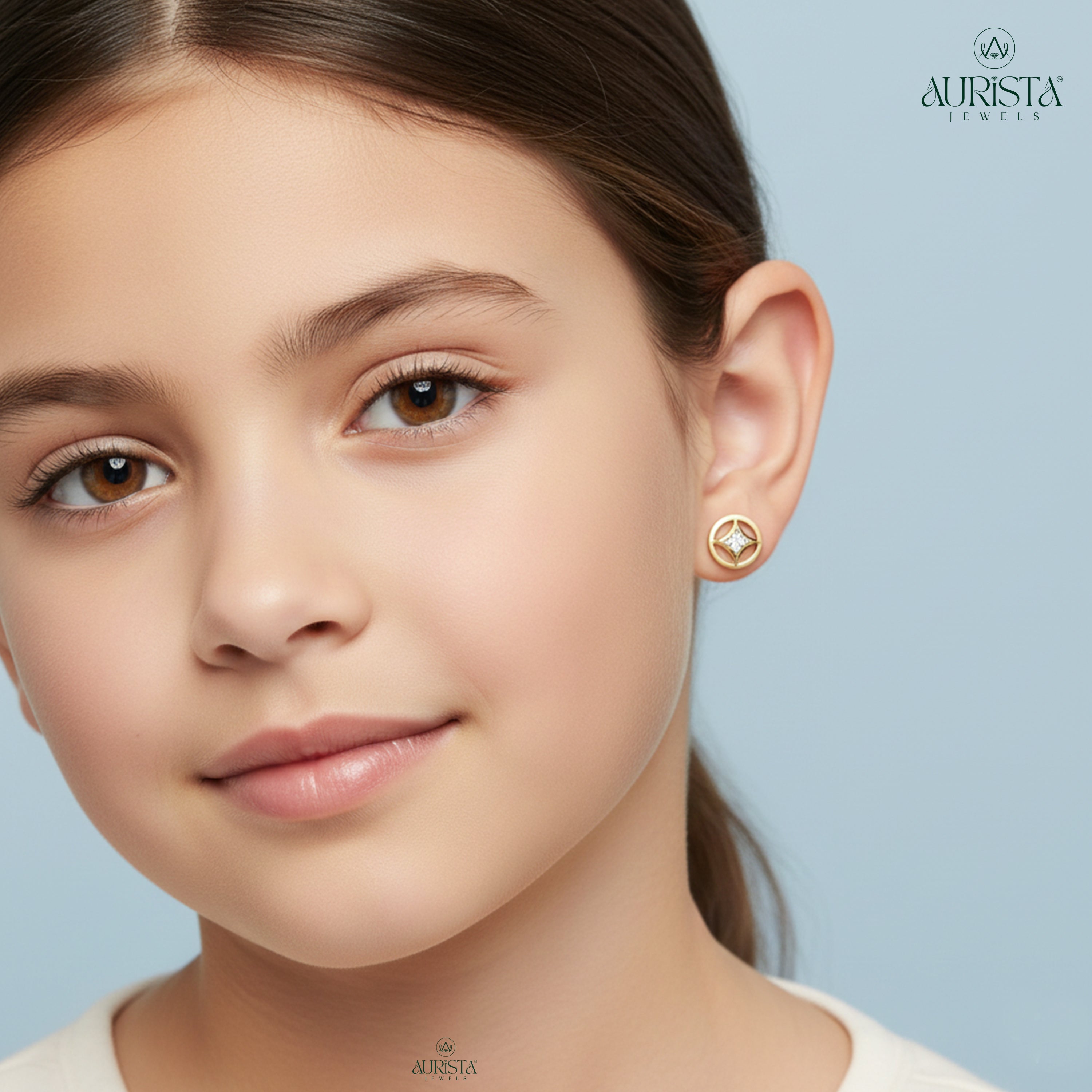 Circular Star Moissanite Diamond Stud Earrings Elegant Minimalist Everyday Jewelry Style