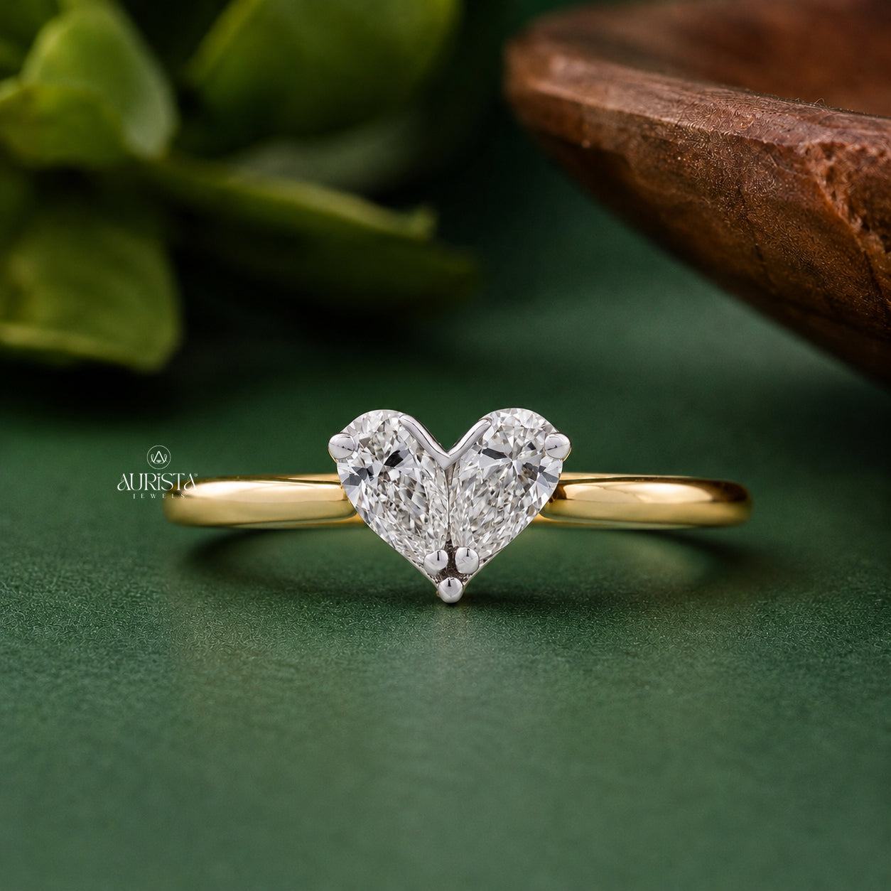 Heart Shape,Pear Diamond Lab Grown Diamond Ring, Unique Two Stone, Romantic Love Ring
