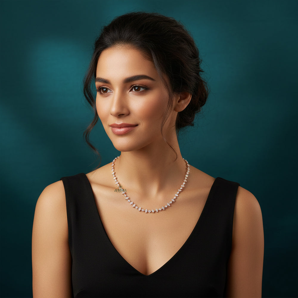 Pure Shine Round Brilliant Diamond Necklace in Gold