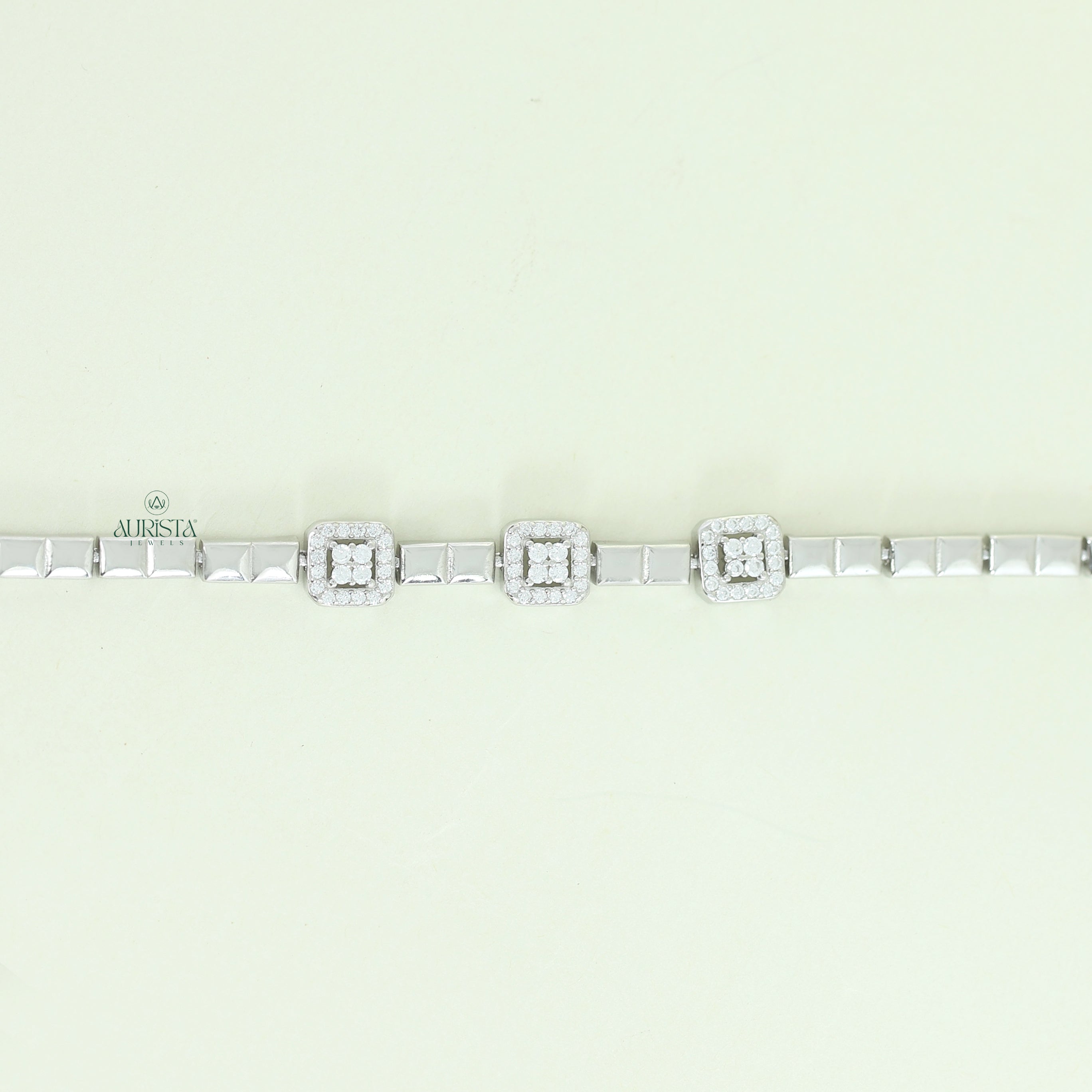 Round Moissanite Square Halo Link Bracelet, Geometric Bridal Wedding Jewelry Gifts For Her