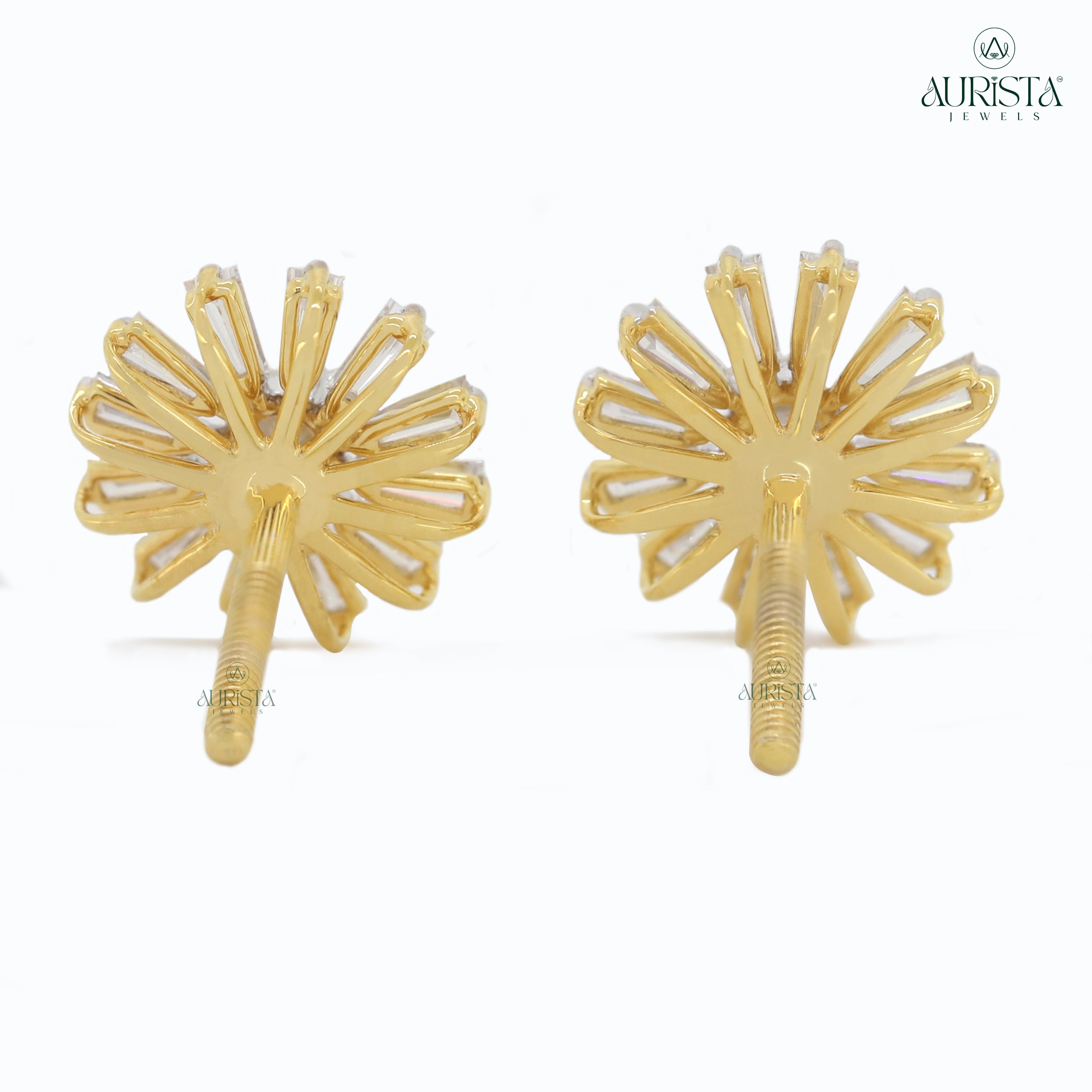 Pure Elegance – Yellow Gold Diamond Earrings