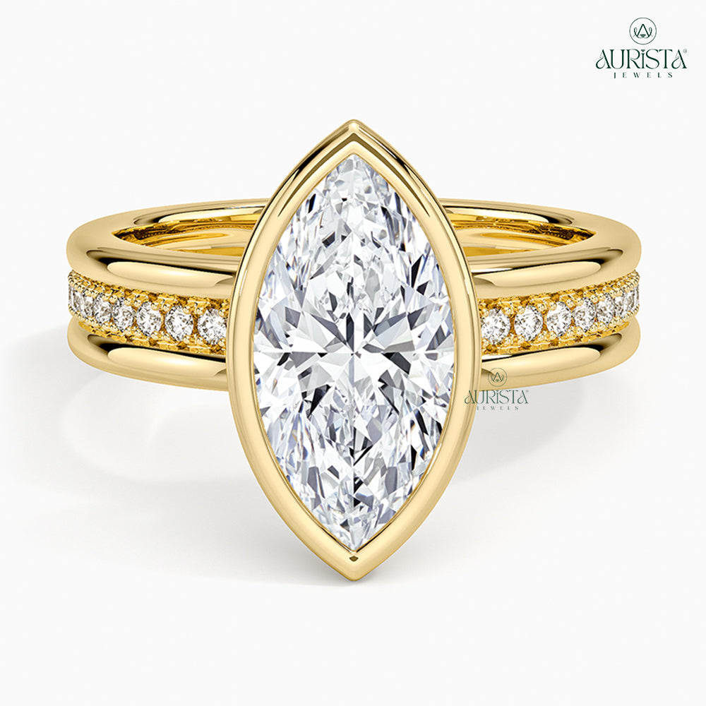 Forever in Light Yellow Gold Ring with Marquise Diamond