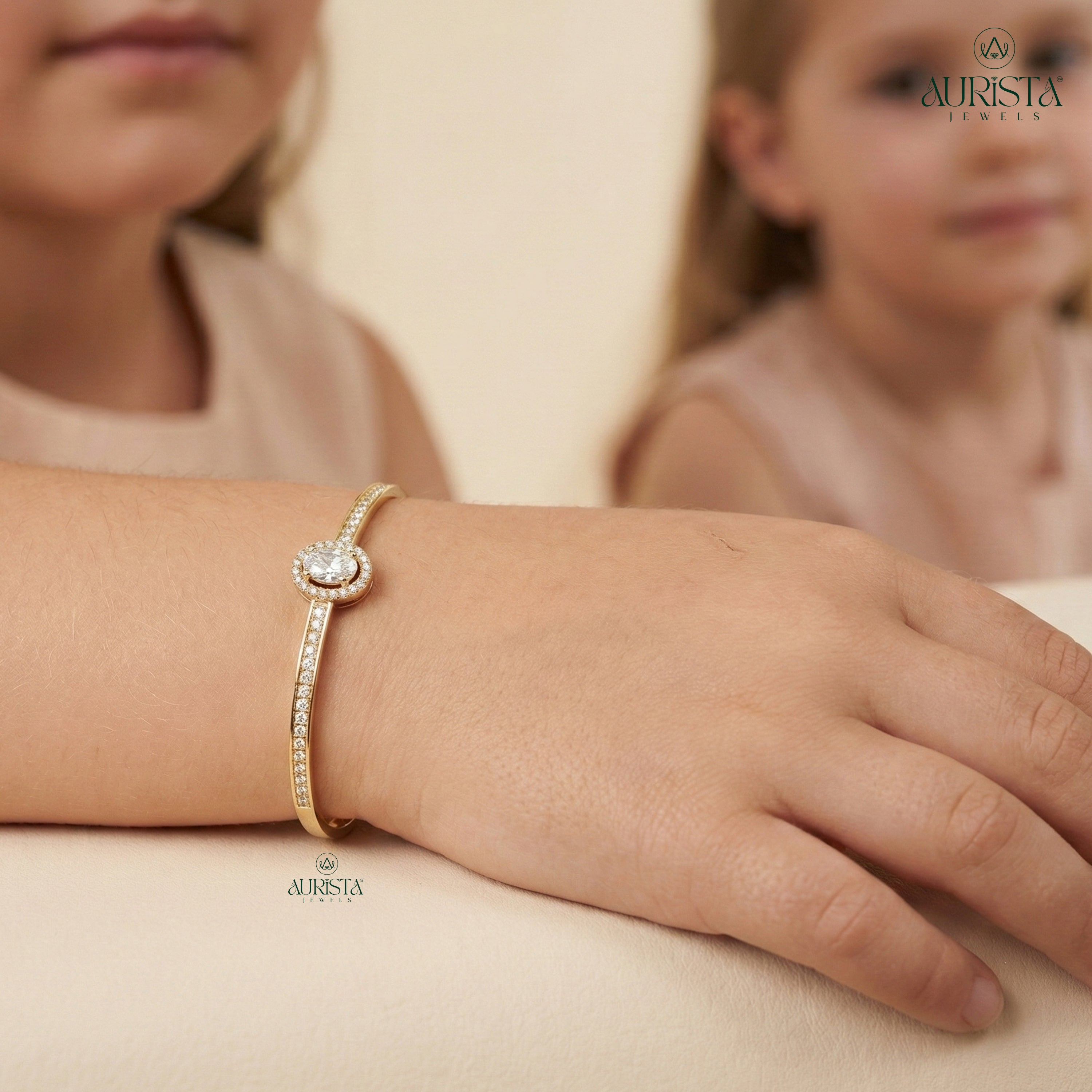 Oval Moissanite Diamond Halo Bangle Bracelet Elegant Statement Piece for Daily Wear