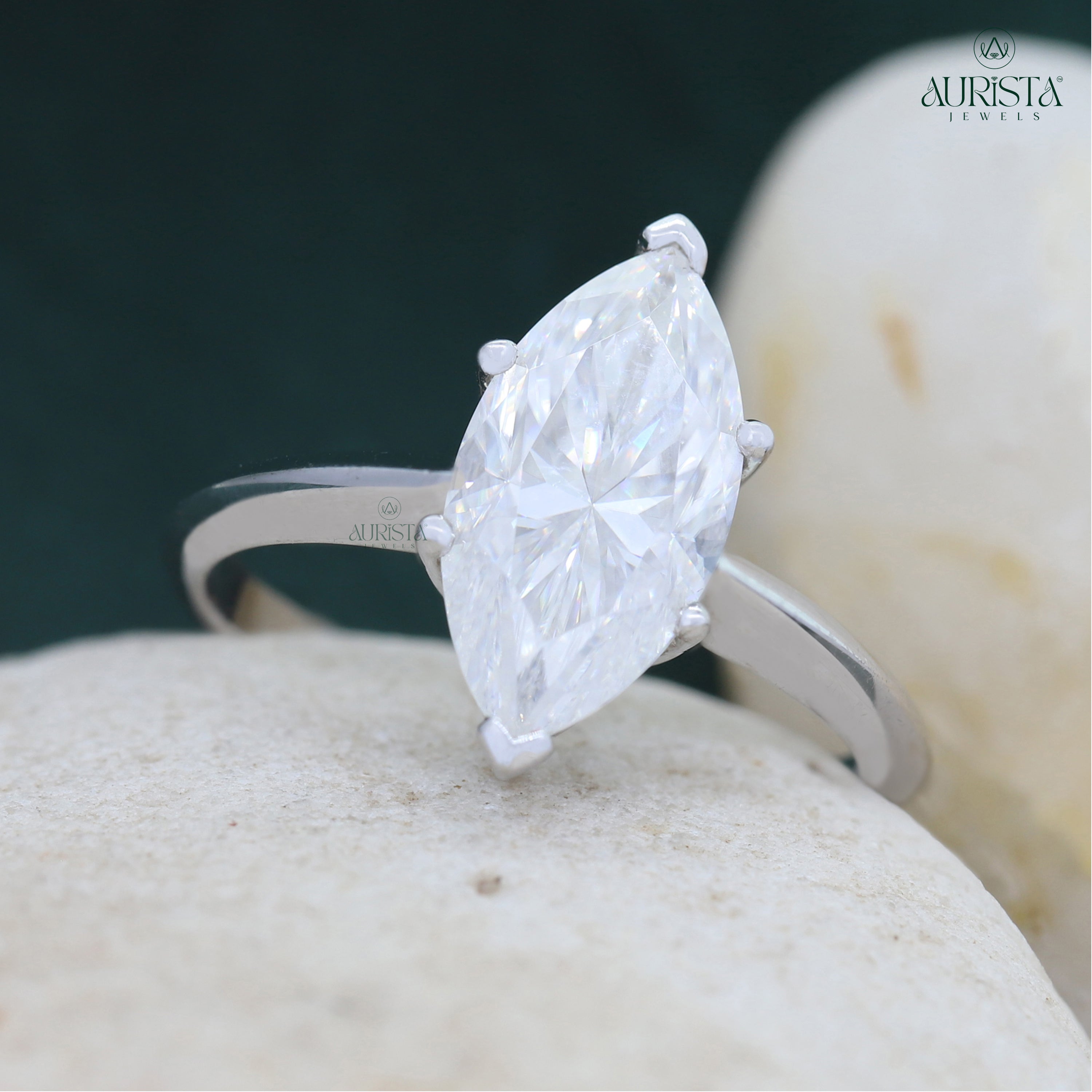 Marquise Cut Lab Grown Diamond Engagement Ring, 3.00 Carats, Solitaire Wedding Ring