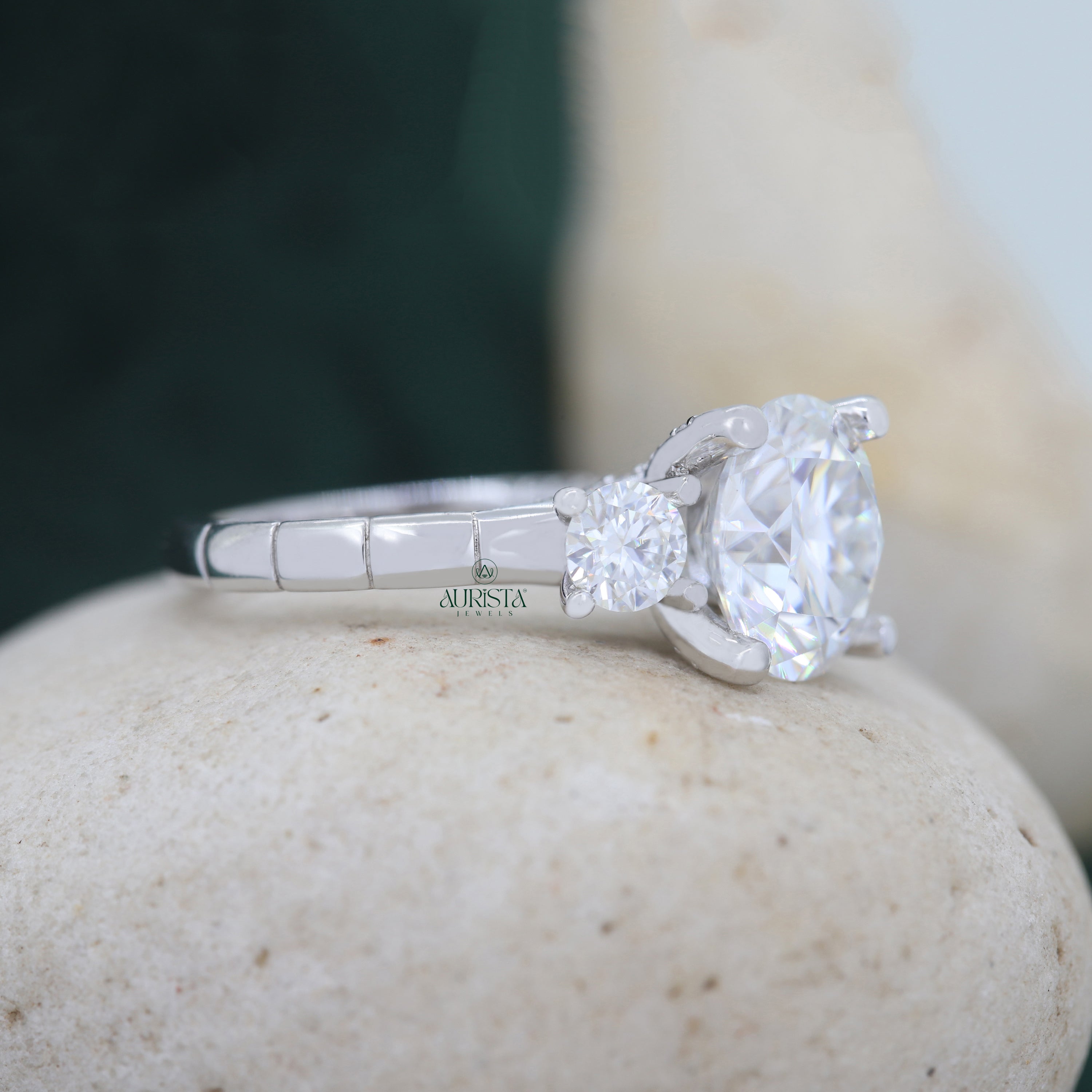 5 CT Lab Grown Diamond Three Stone Ring, Round Cut Anniversary Gift Ring
