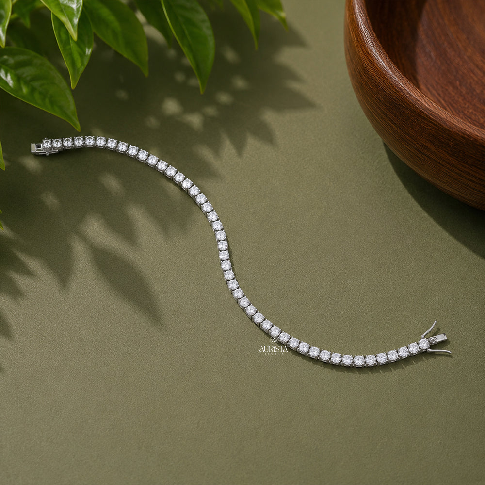 Moissanite Round Tennis Bracelet, Luxury Wedding Jewelry, Bridal Diamond Alternative