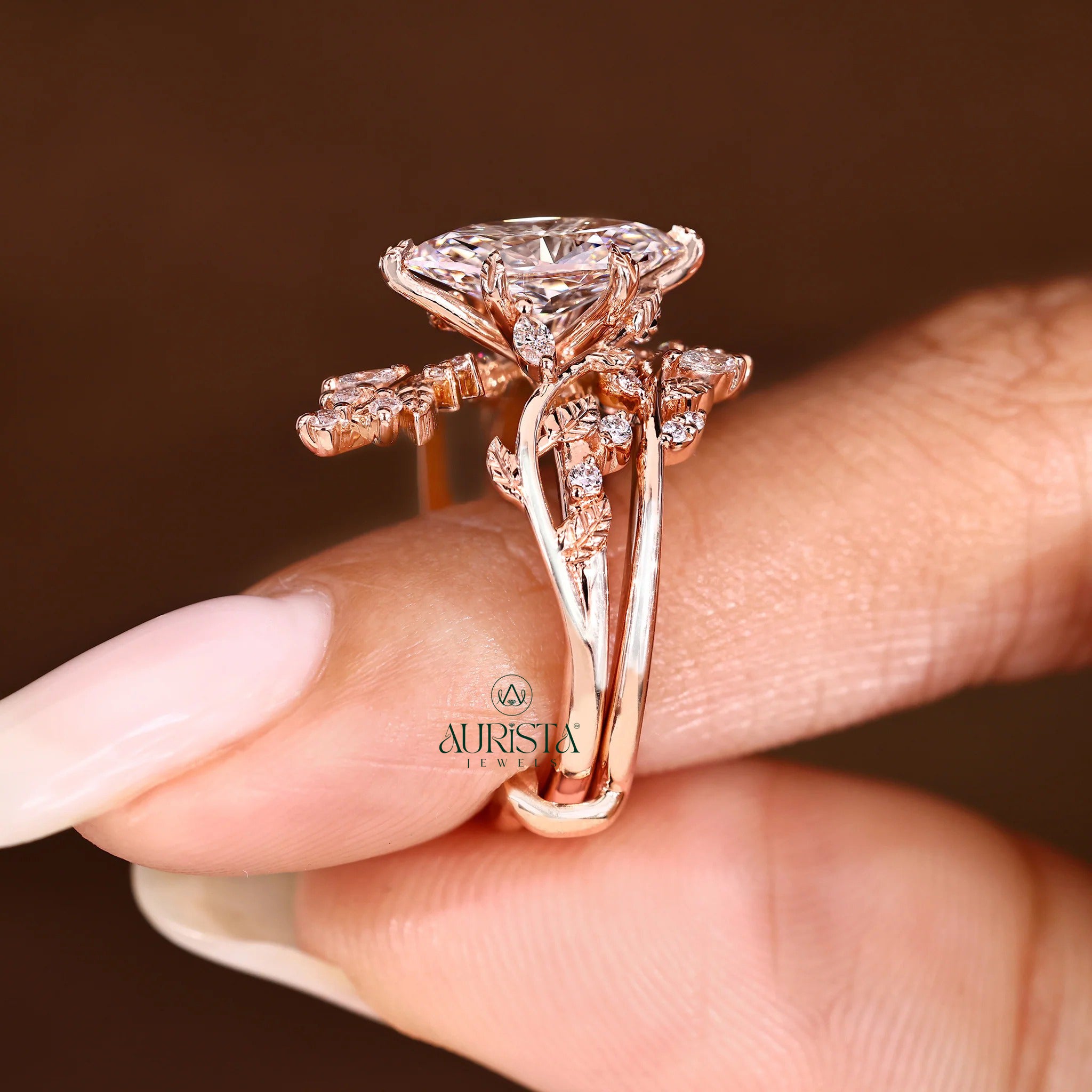 Elven Marquise Diamond Enchanted Twig Bridal Set