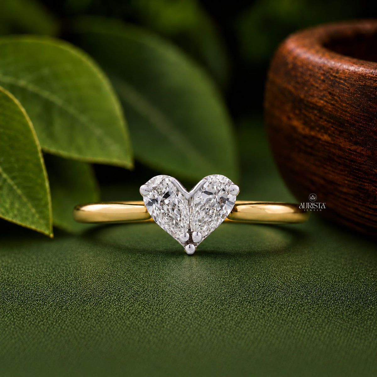 Heart Shape,Pear Diamond Lab Grown Diamond Ring, Unique Two Stone, Romantic Love Ring