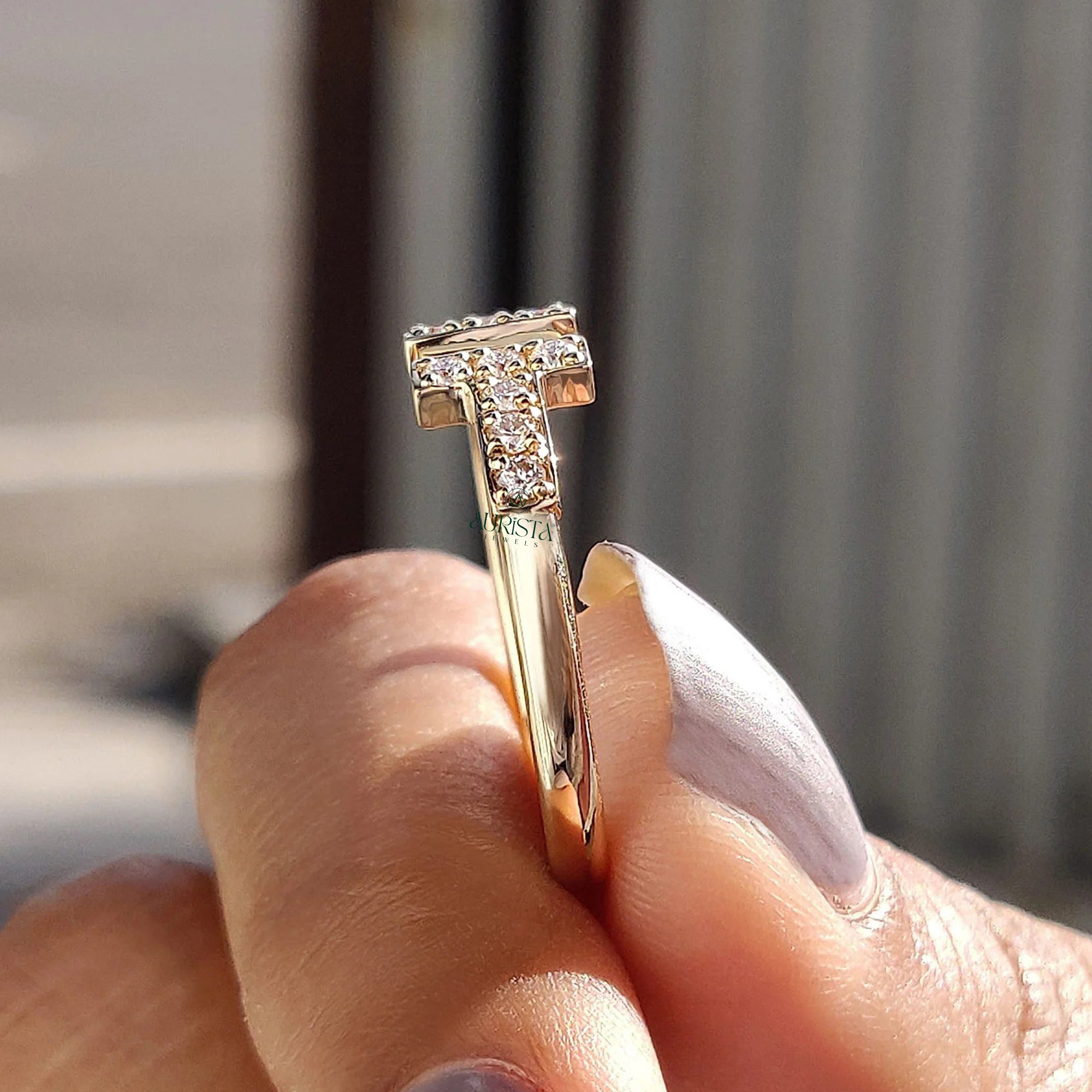 Modern Double T Sparkling Diamond Ring