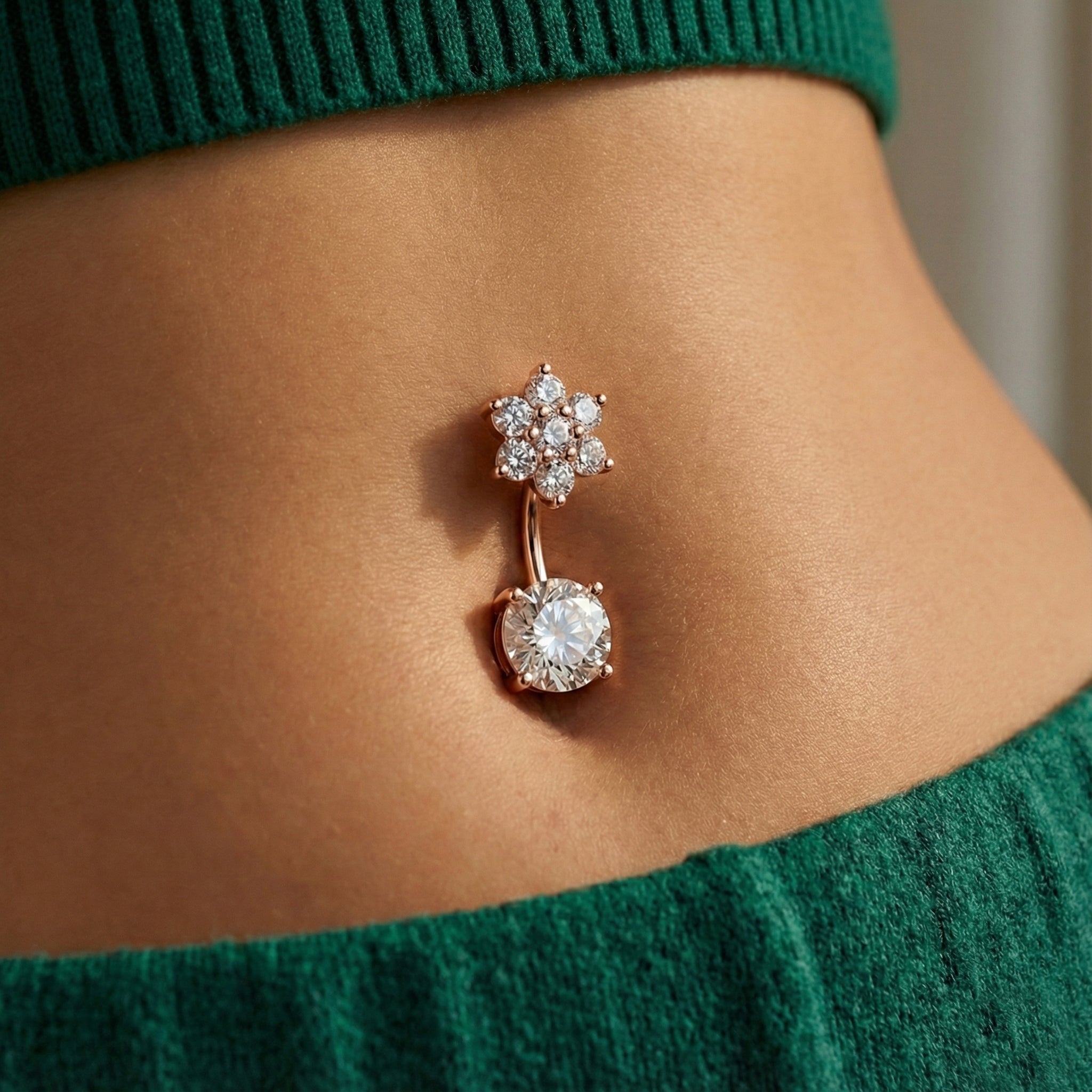 Promise of Love Round Diamond Belly Button Jewelry