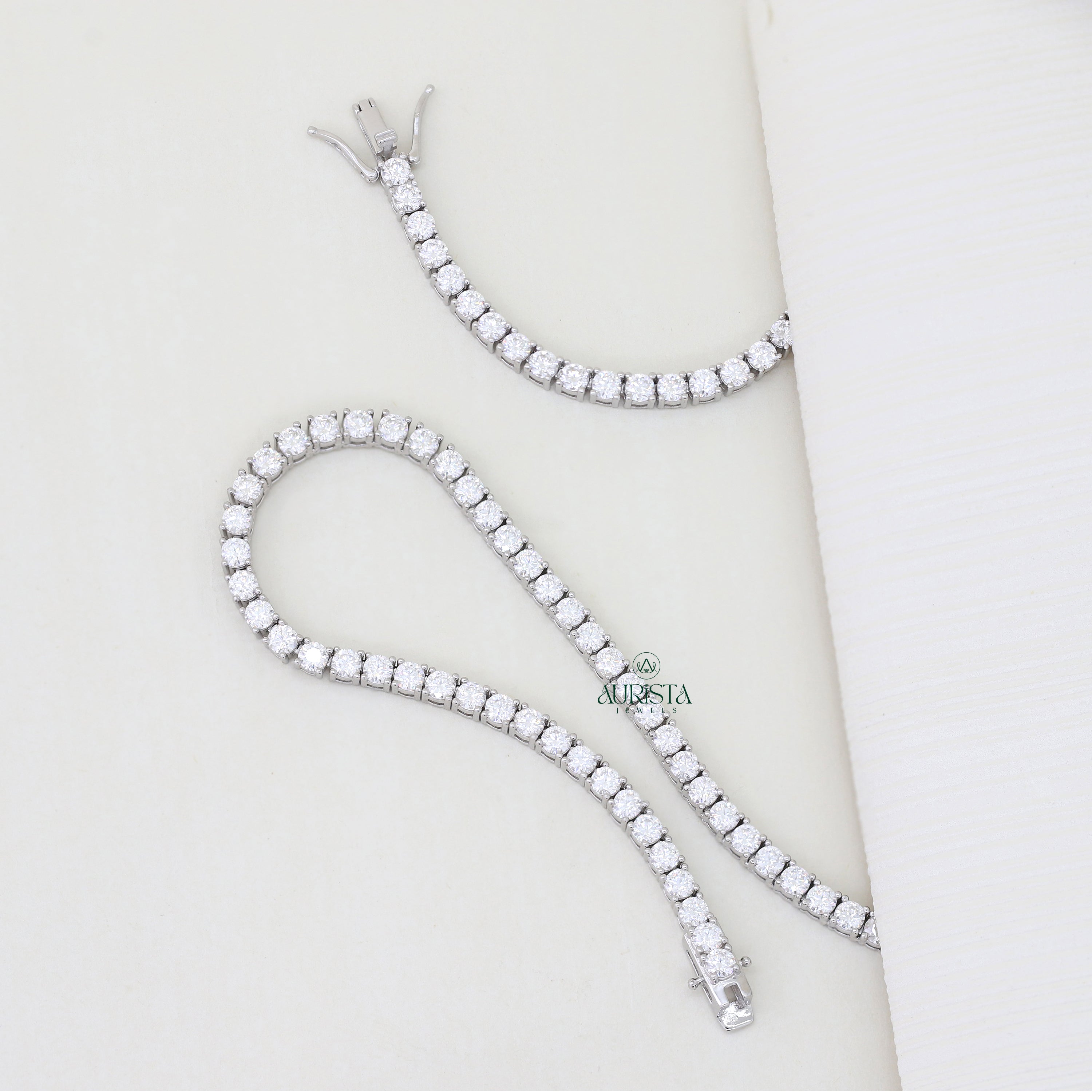 Whispers of Light – Moissanite Tennish Necklace with Round Diamonds