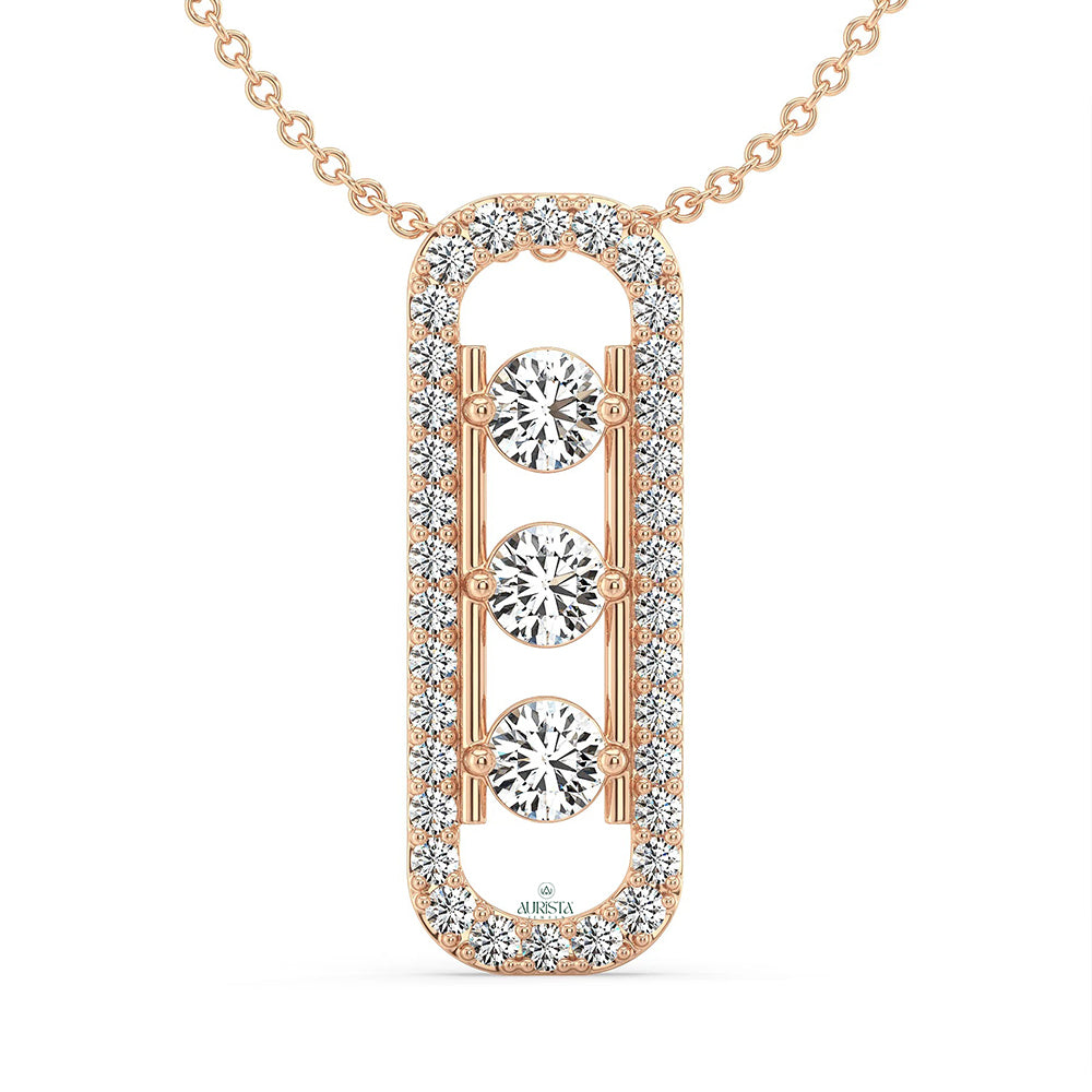 Classic Spark Round Diamond Pendant in Rose Gold