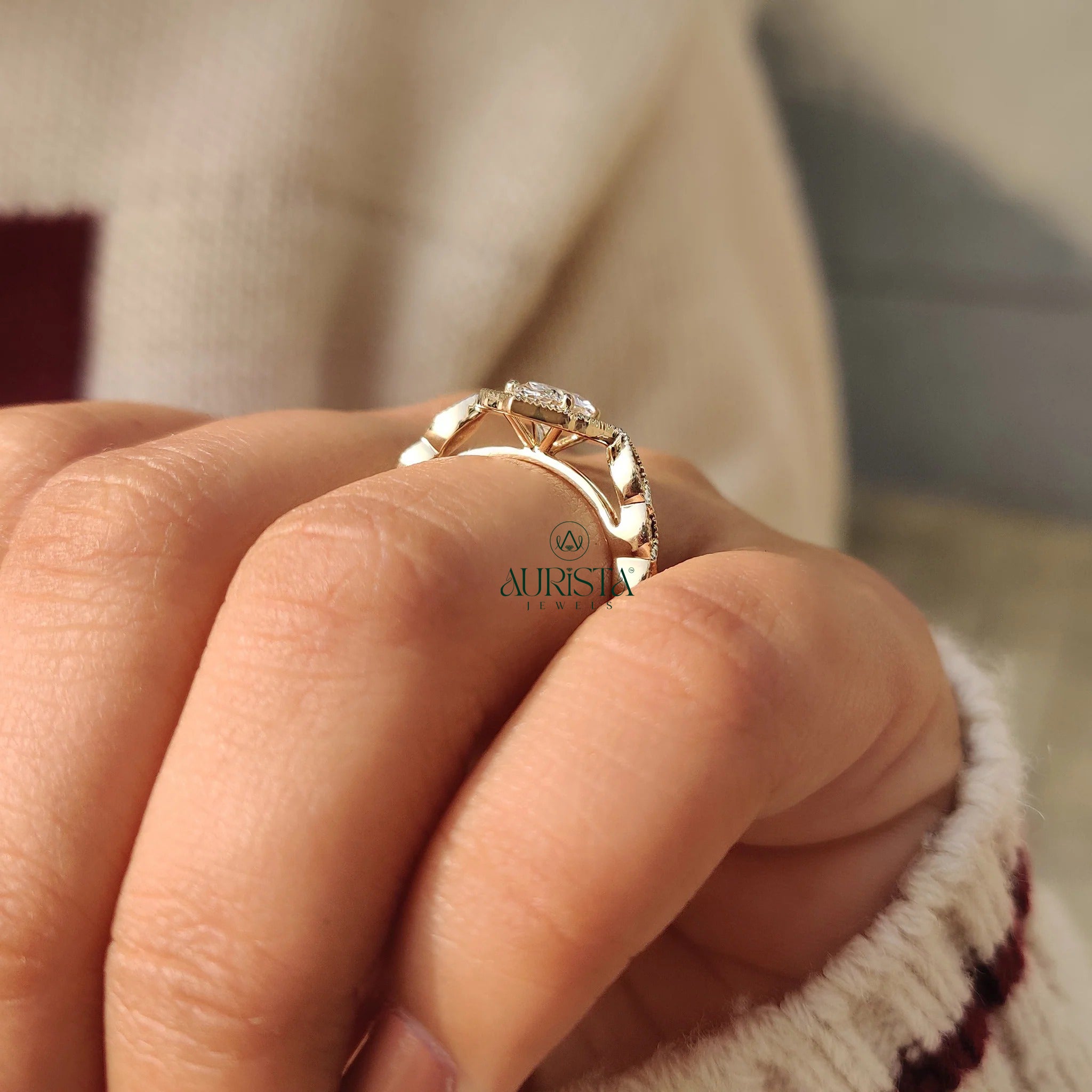 Elegant Oval Cut Diamond Ring with Sparkling Side Stones