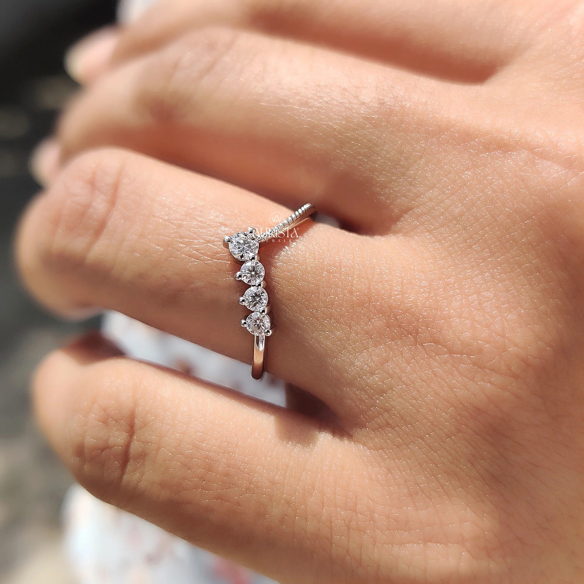 Elegant Four Diamond Band Ring