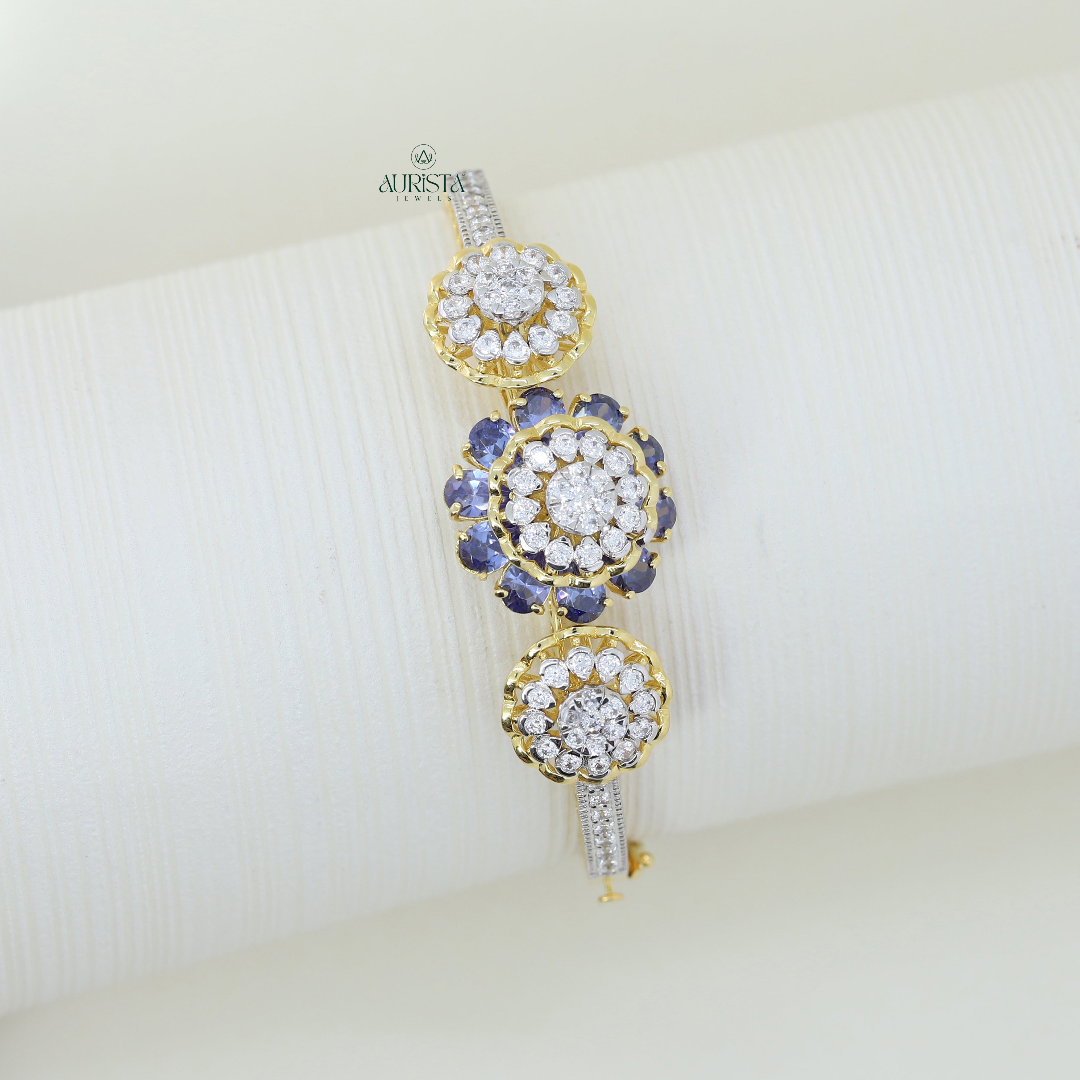 Sparkling Emerald Bloom Designer Bracelet