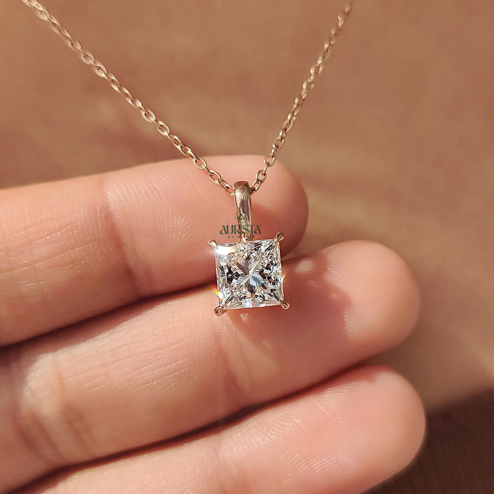 Forever Yours Princess Cut Diamond Pendant in Rose Gold