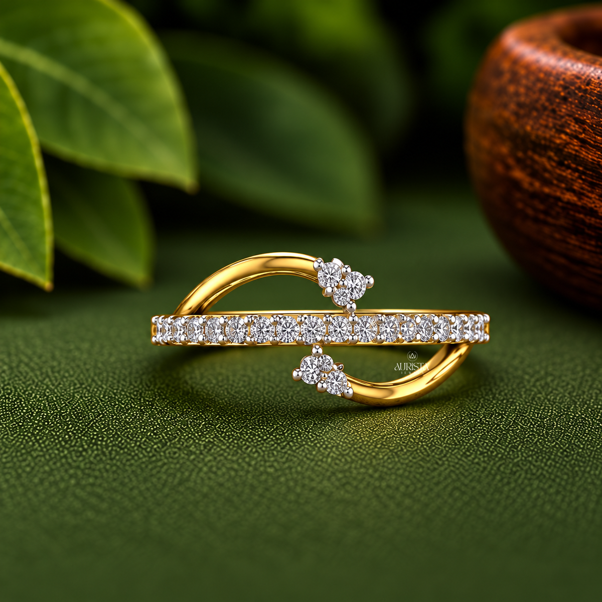 Curved Wave Pavé Band Ring Contemporary Luxury Jewelry