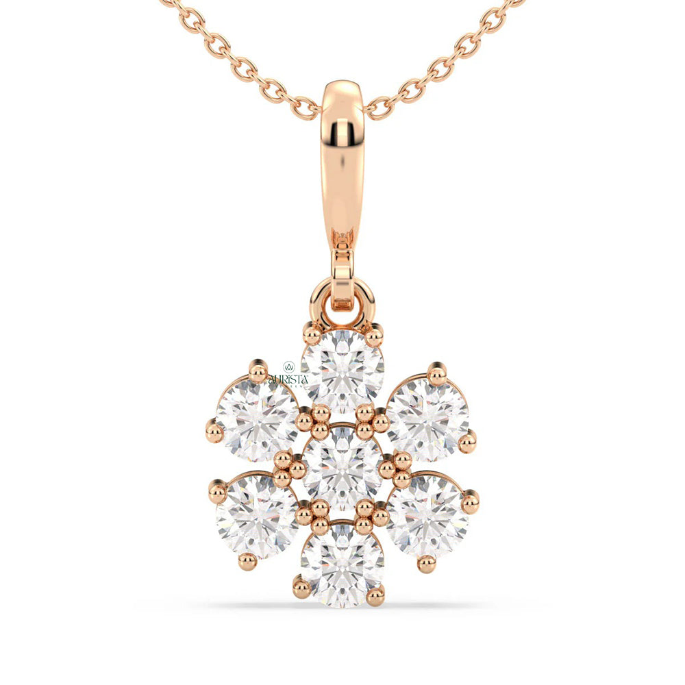Classic Spark Round Diamond Pendant in Rose Gold